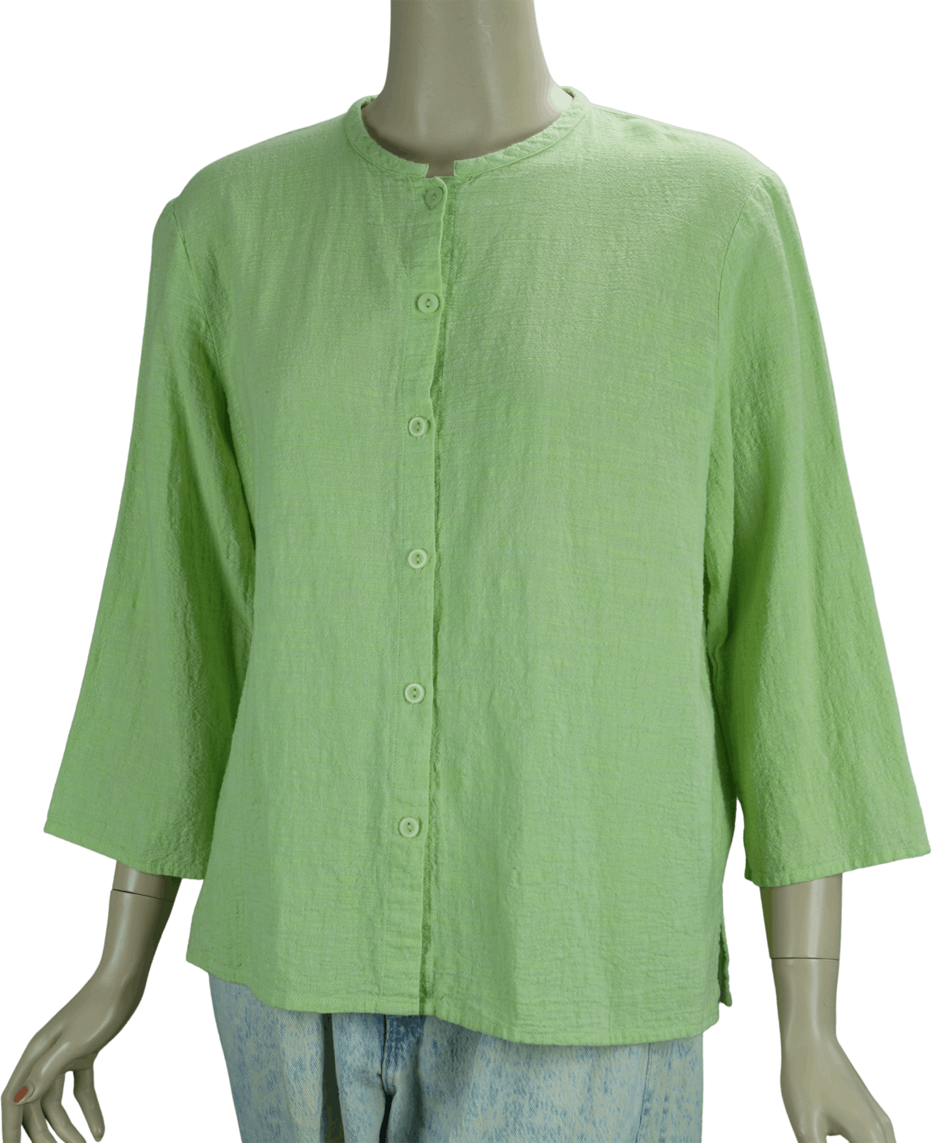 Vintage Lime Green Gauze Button Front Blouse by Sangam Shop THRILLING