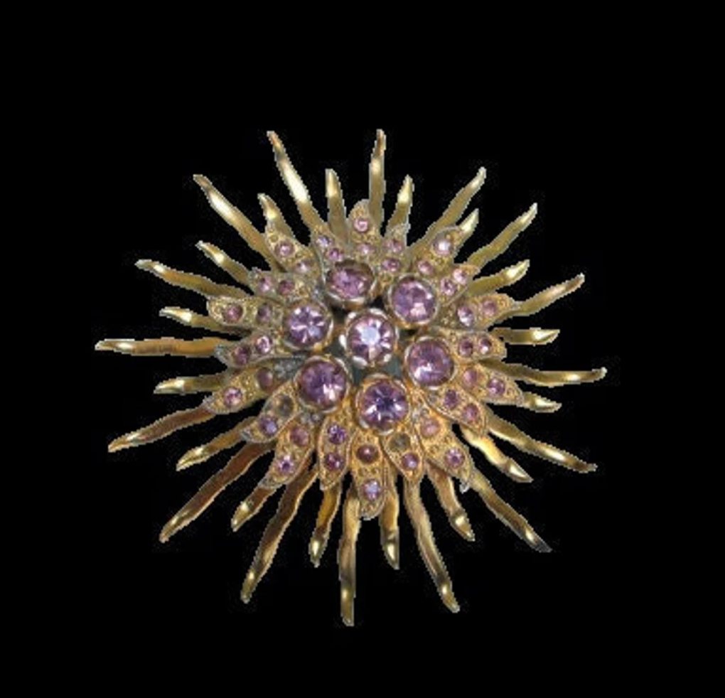 Mad Men 50’s Or 60’s Sunflower Brooch Extremely Well-Made Gold Overlay main image 1
