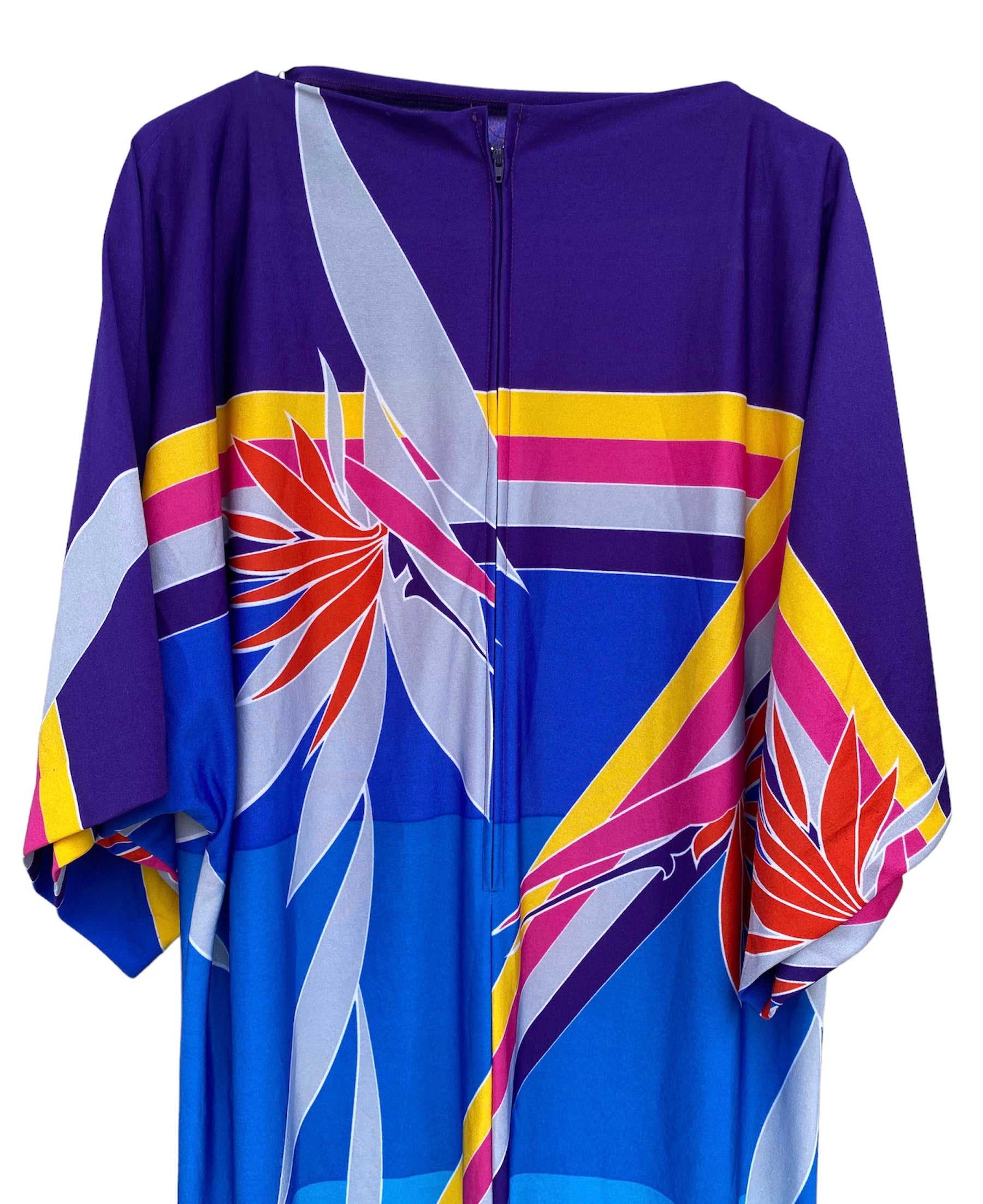 Vintage 70s Hawaiian Caftan Dress Bright Colors Xl Back Zip By Penneys ...
