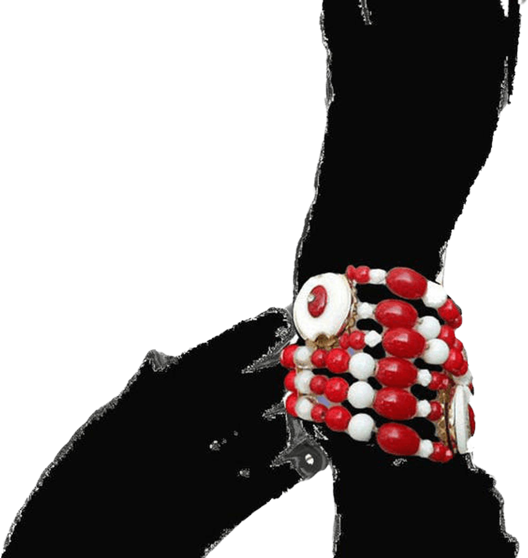 Vintage 50s Inspired Retro Red And White Wrap Bracelet Shop THRILLING