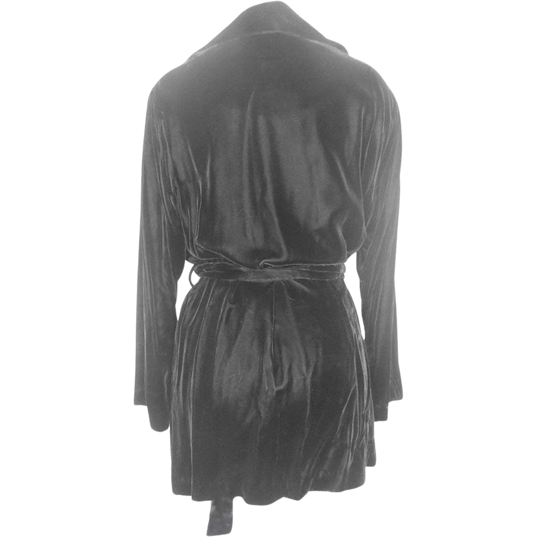 Vintage 60s Black Velvet Long Formal Wrap Jacket 40s Style By Marilyn Shop THRILLING