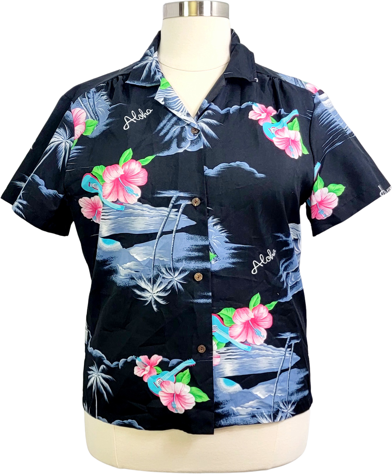 Black Pink Hawaiian Shirt, Men Black Hawaiian Shirt