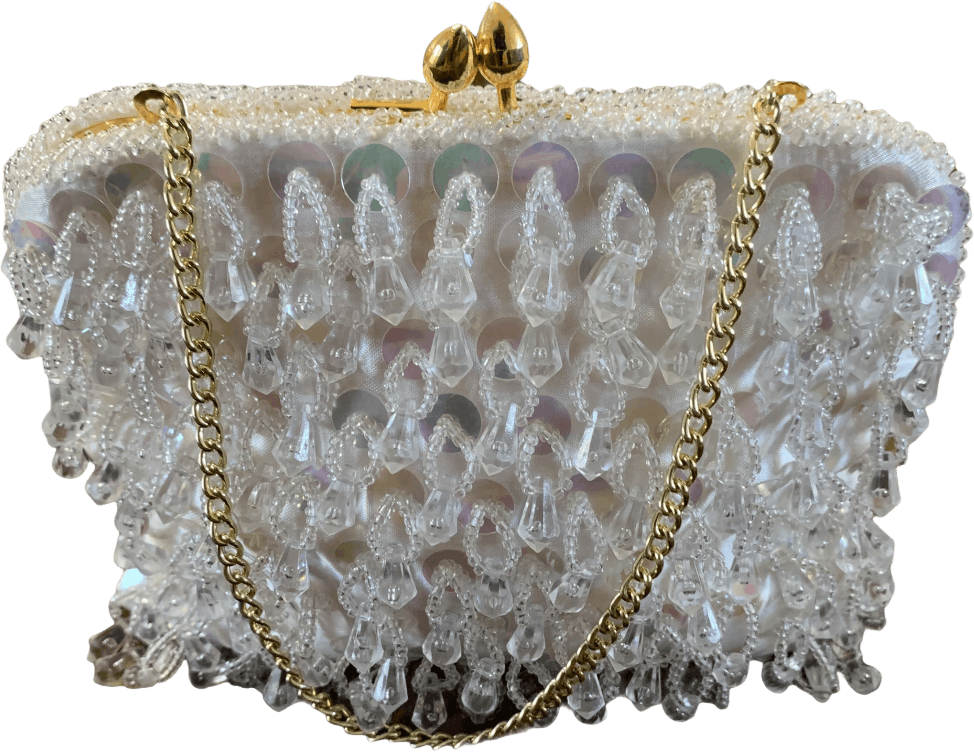 Sold at Auction: Vintage La Regale White Beaded Bag with Gold Handle