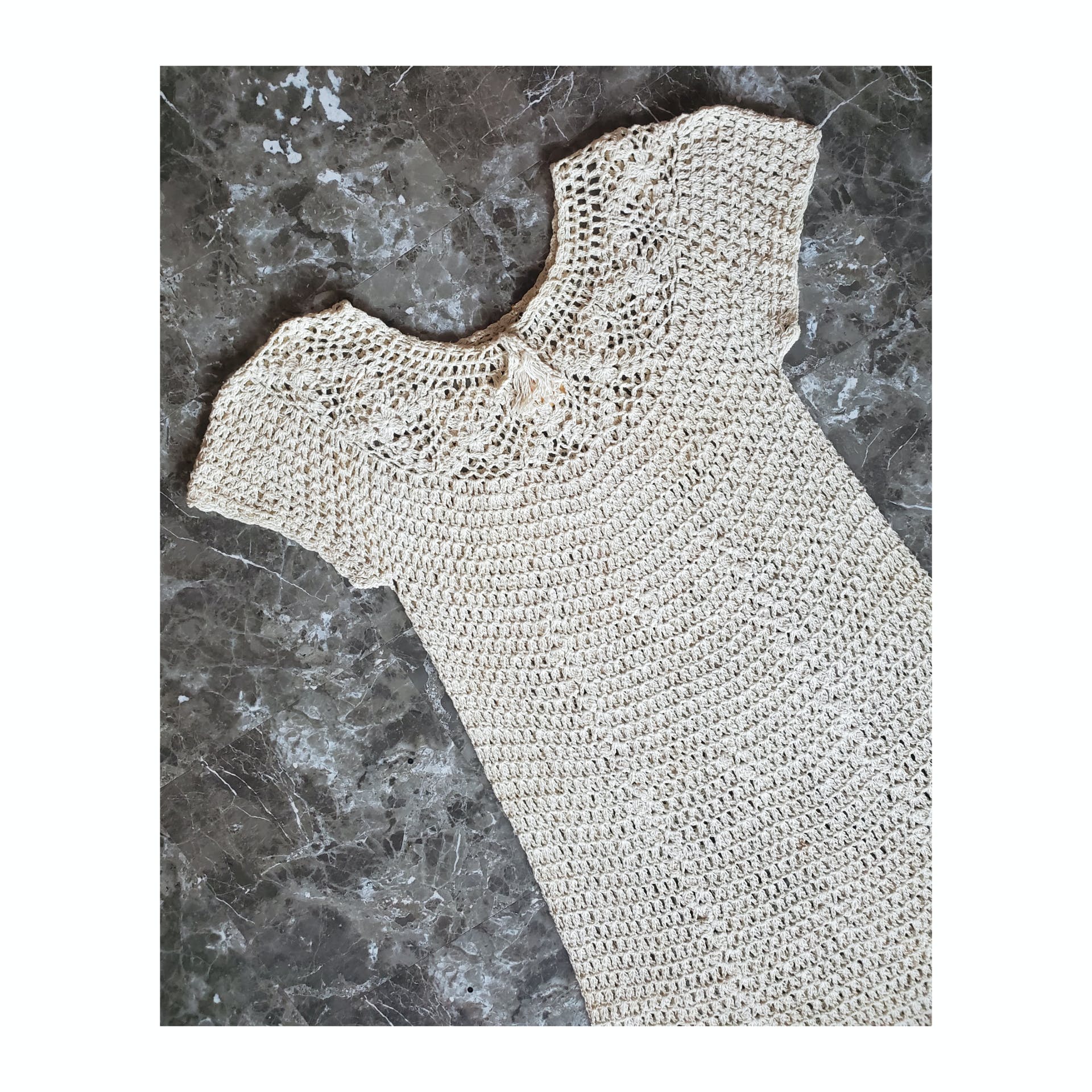 Vintage 30 s Ivory Crochet Dress Shop THRILLING