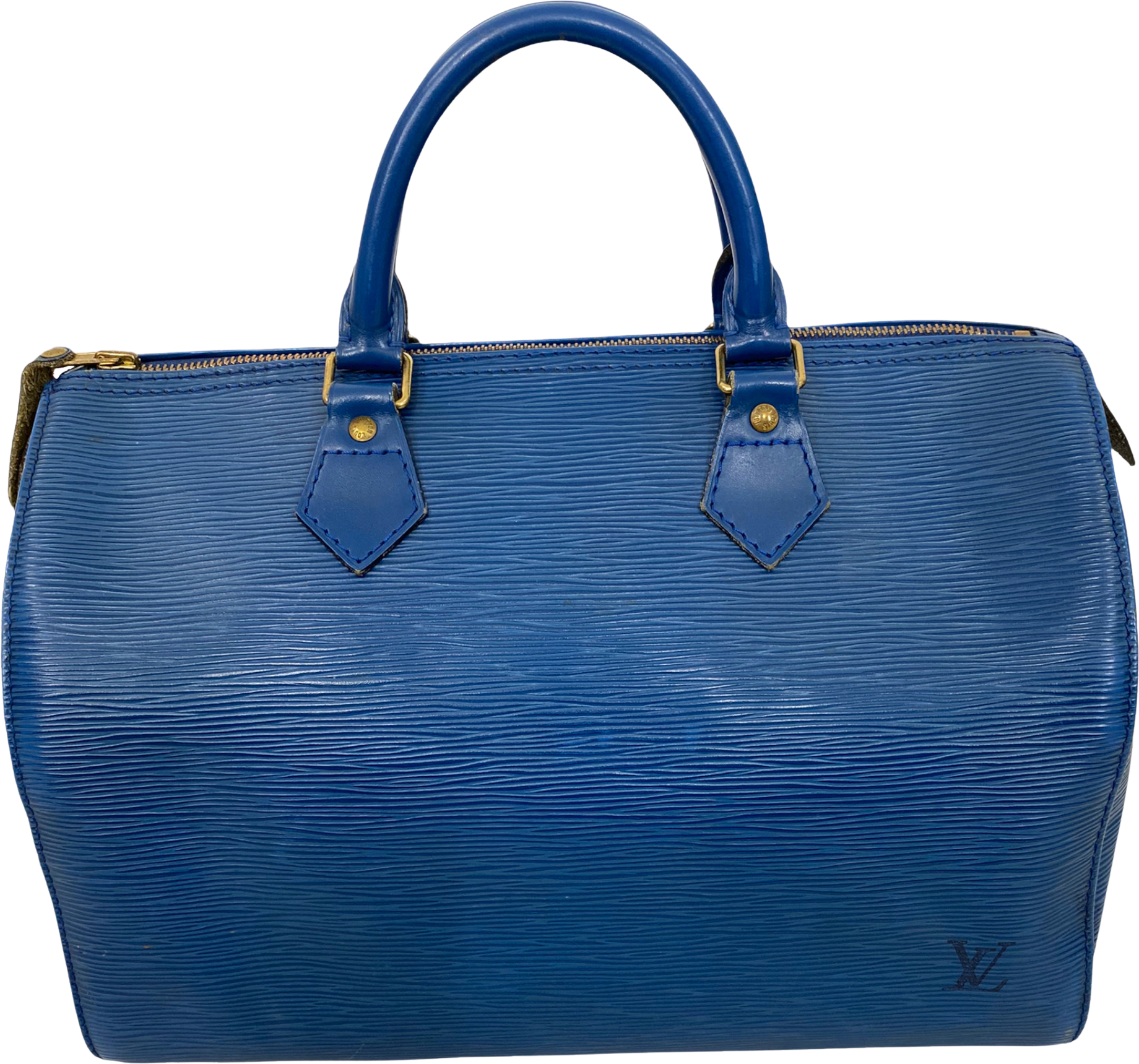 Vintage 90s Louis Vuitton Blue Epi Leather Speedy 30 Handbag By