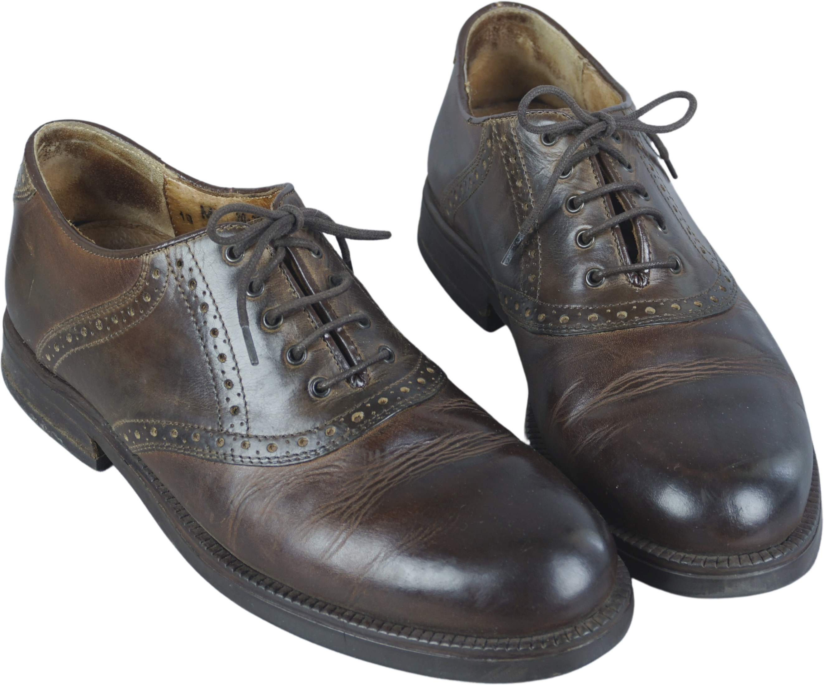 Vintage 00s Brown Italian Leather Mens Saddle Oxford Shoes By