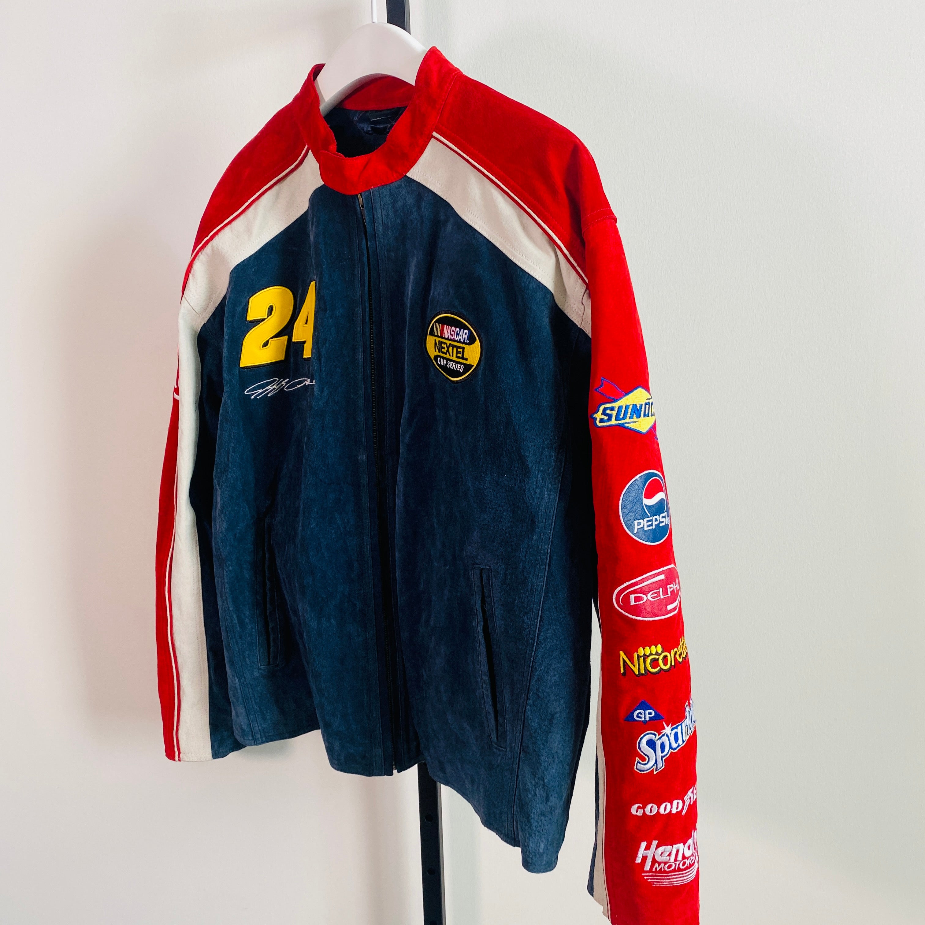 Vintage 80s Geniune Suede Sponsor Patch Racing Jacket By Wilsons