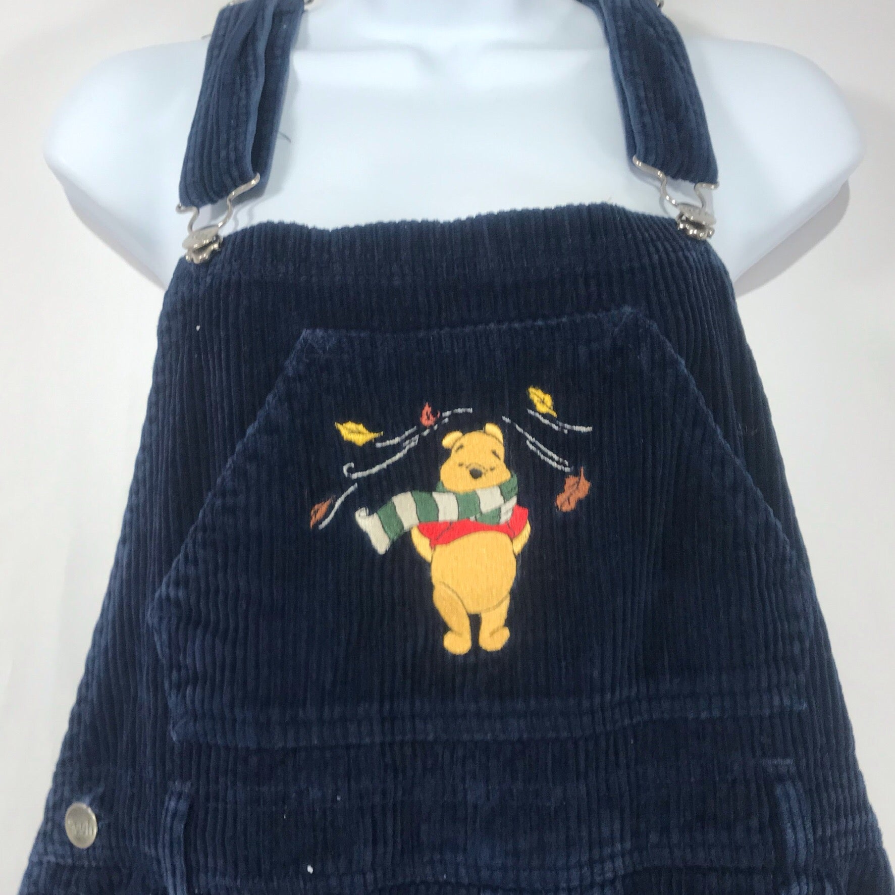 Rare Disney Winnie the pooh dark blue Corduroy overalls in kids size 2024 10