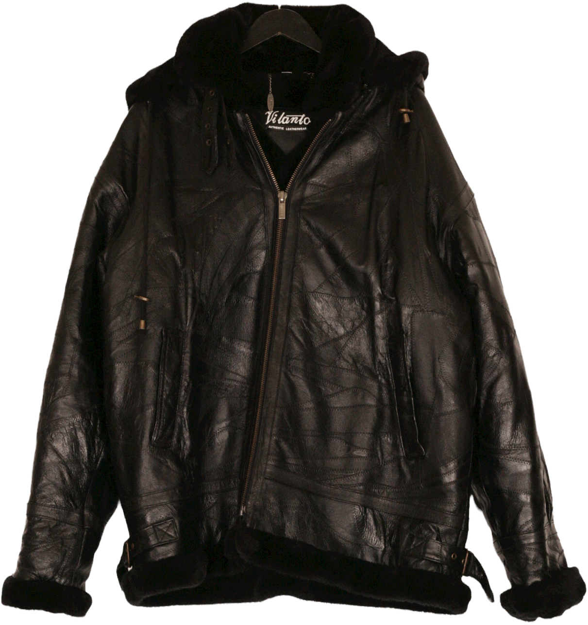 Vintage 00s Patchwork Leather Bomber Hip Hop Raf Style Shear By