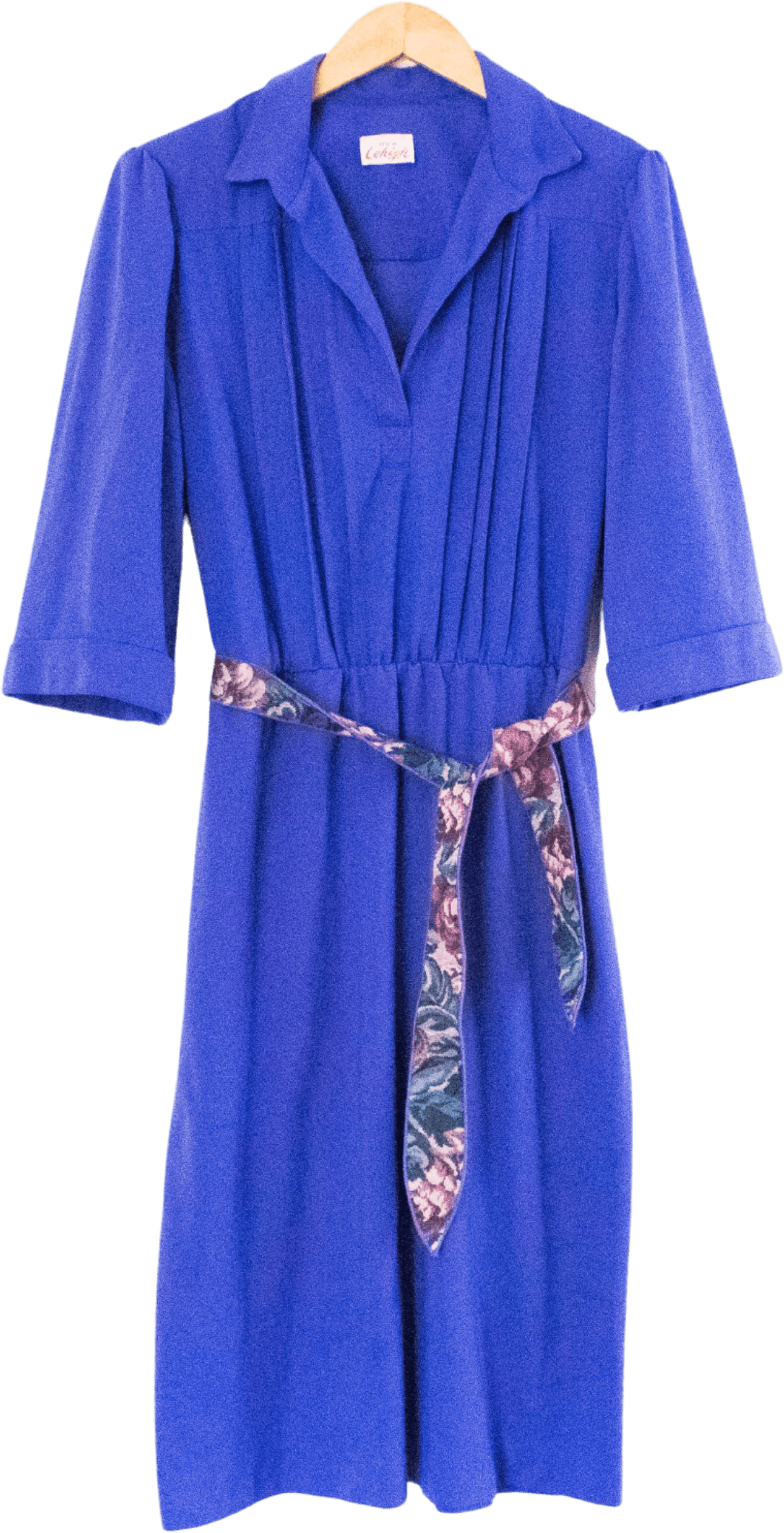 70's/80's Blue and Red Stripe Belted Pullover Dress by ifi