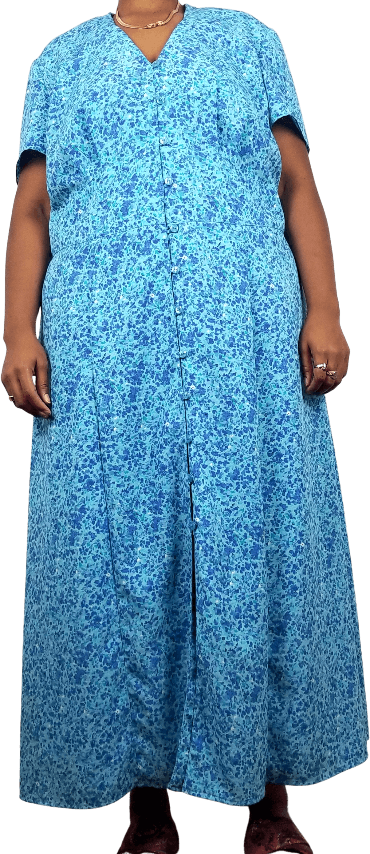 Plus Size Cottagecore Vintage 90's Blue Maxi Dress by Lady Dorby