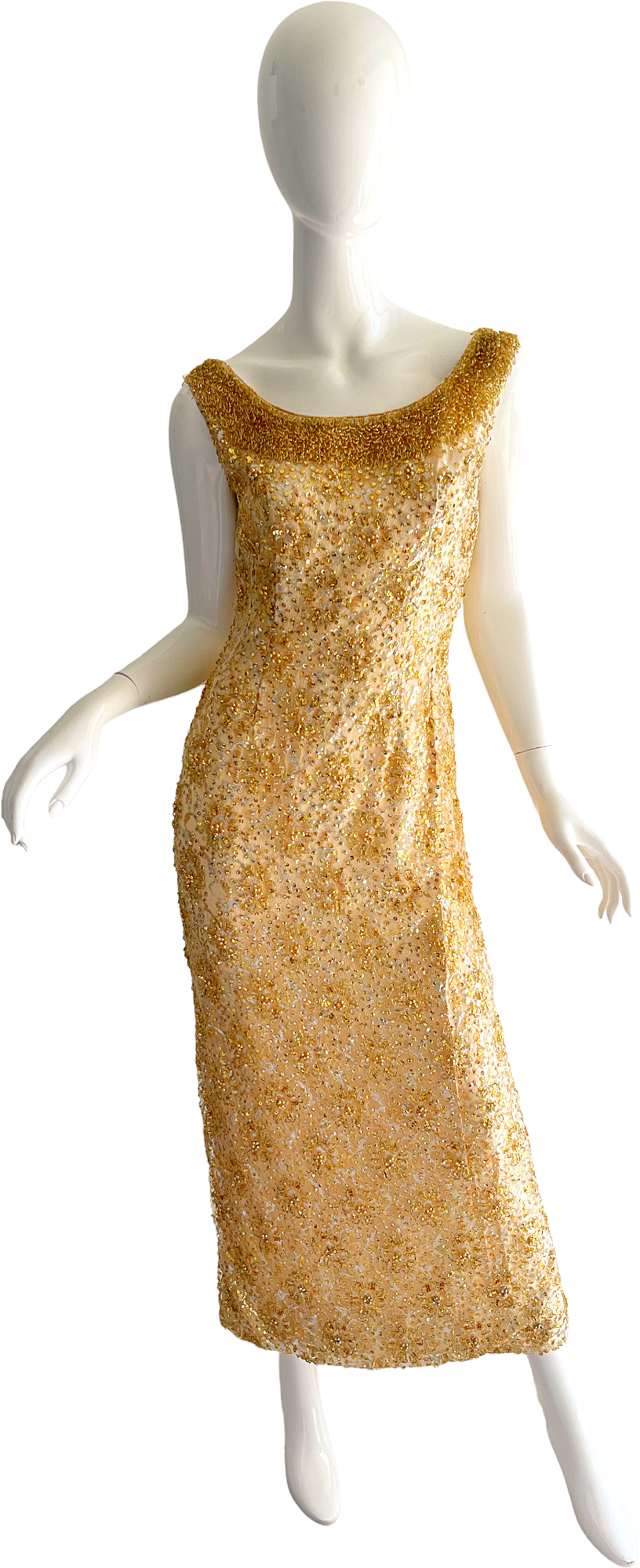 Vintage 50s Gold Sequin Beaded Couture Evening Gown By Hensel Gowns | Shop THRILLING Vintage 50s Gold Sequin Beaded Couture Evening Gown By Hensel Gowns | Shop THRILLING