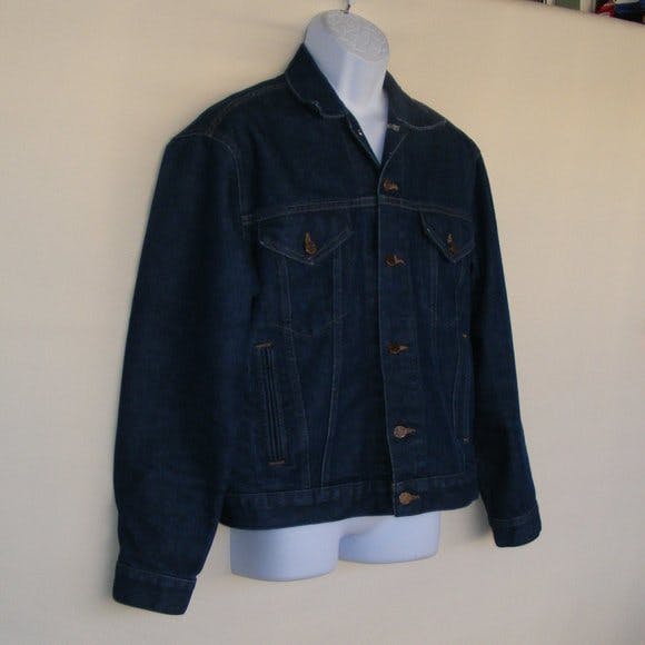 Vintage Blue Denim Jacket Western Chore Coat Pockets By Big Mac