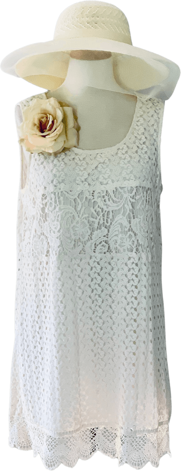Vintage Sleeveless White Lace Shift Mini Dress | Shop THRILLING
