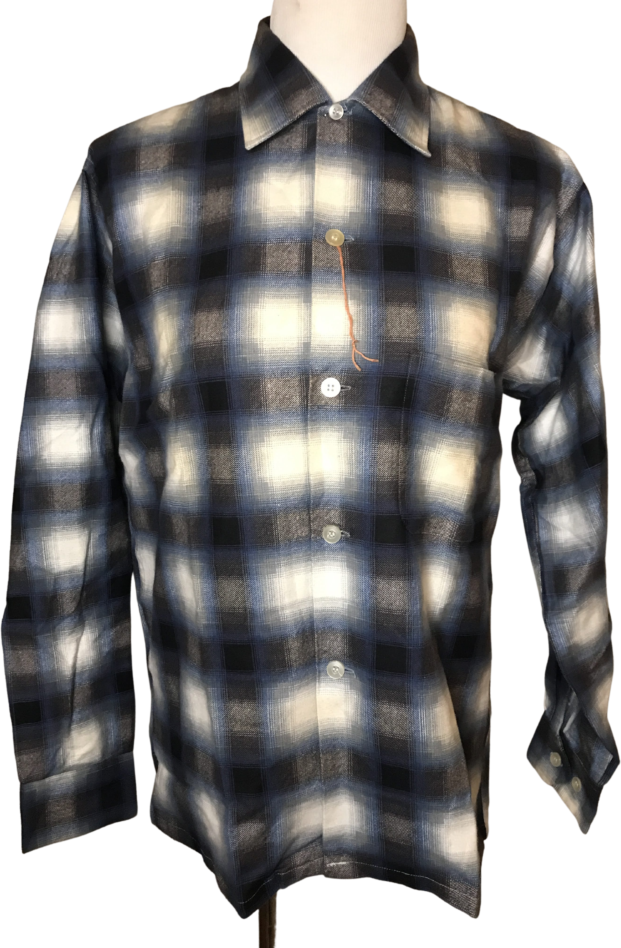 Vintage 40s/50s Shadow Plaid Button Up Flannel Sanforized Shirt By