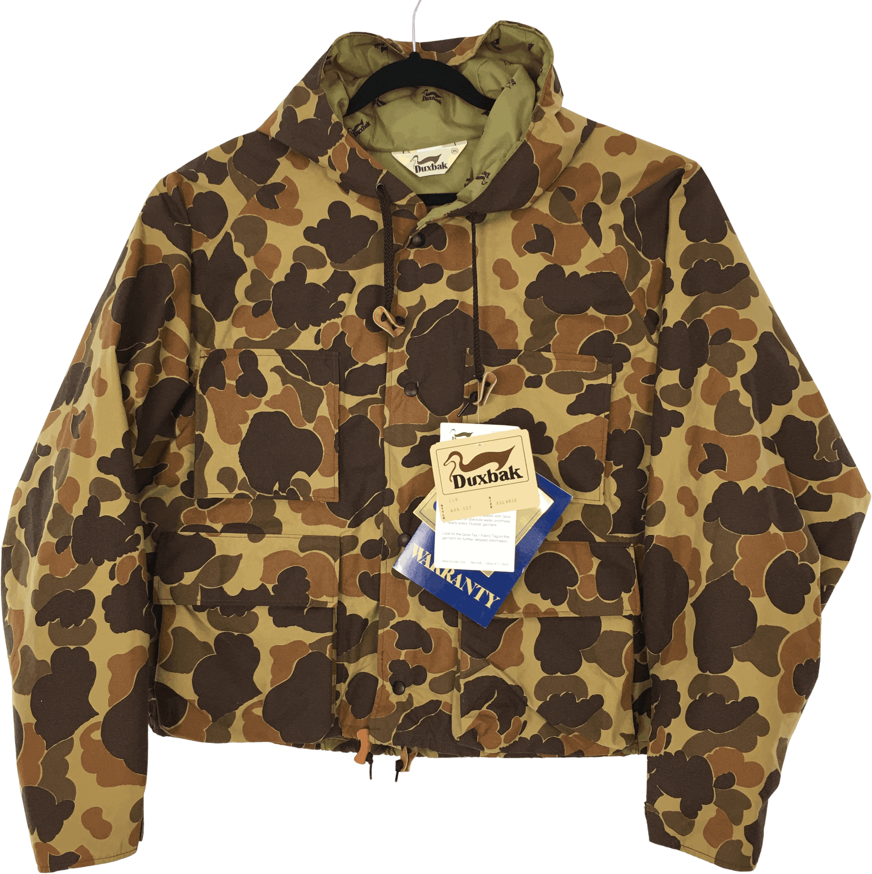 Vintage 80's/90's Brown Camo Lightweight Hooded Jacket by Duxbak