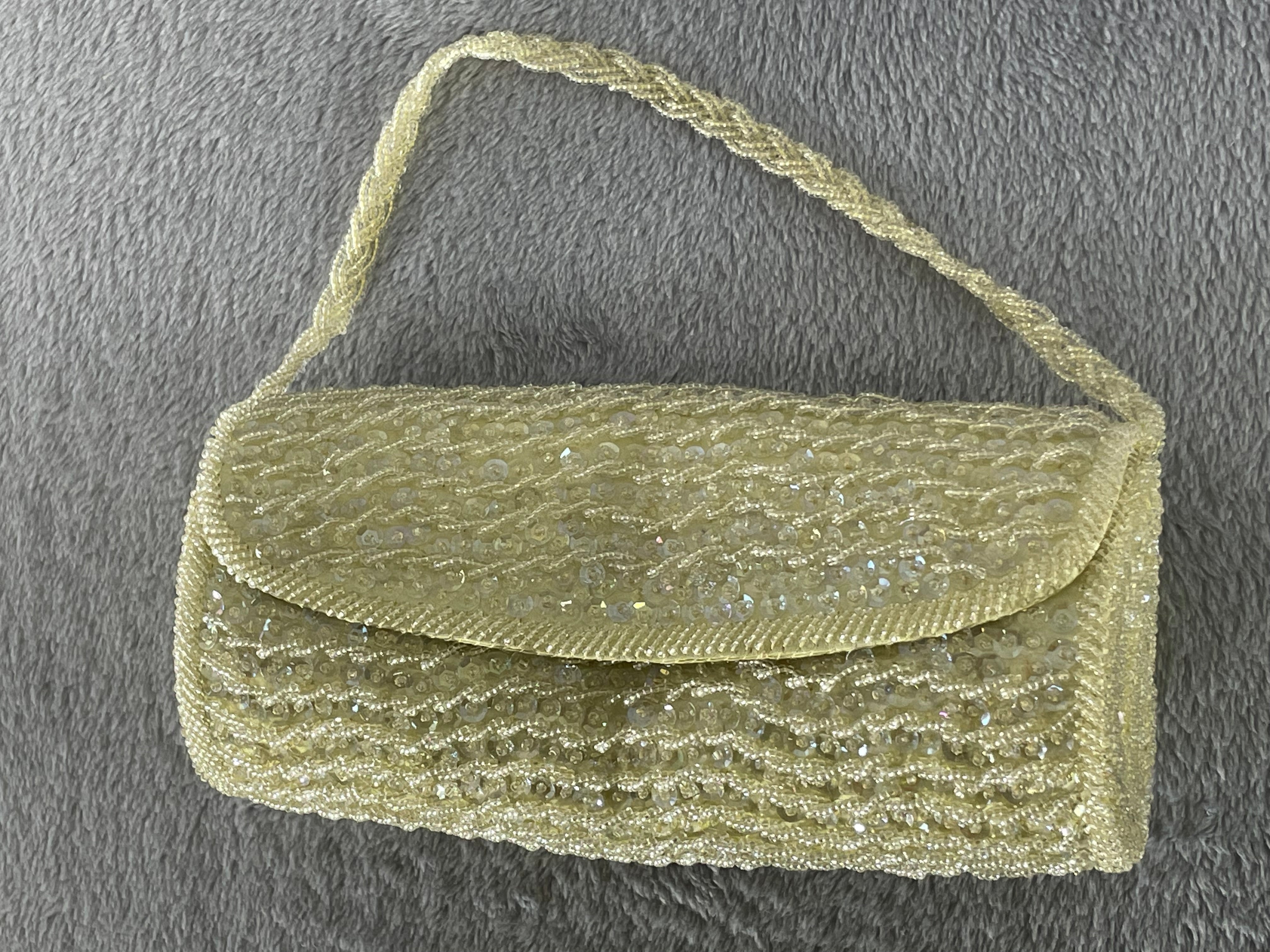 Vintage 1960s Walborg Formal Beaded Evening Bag Gold