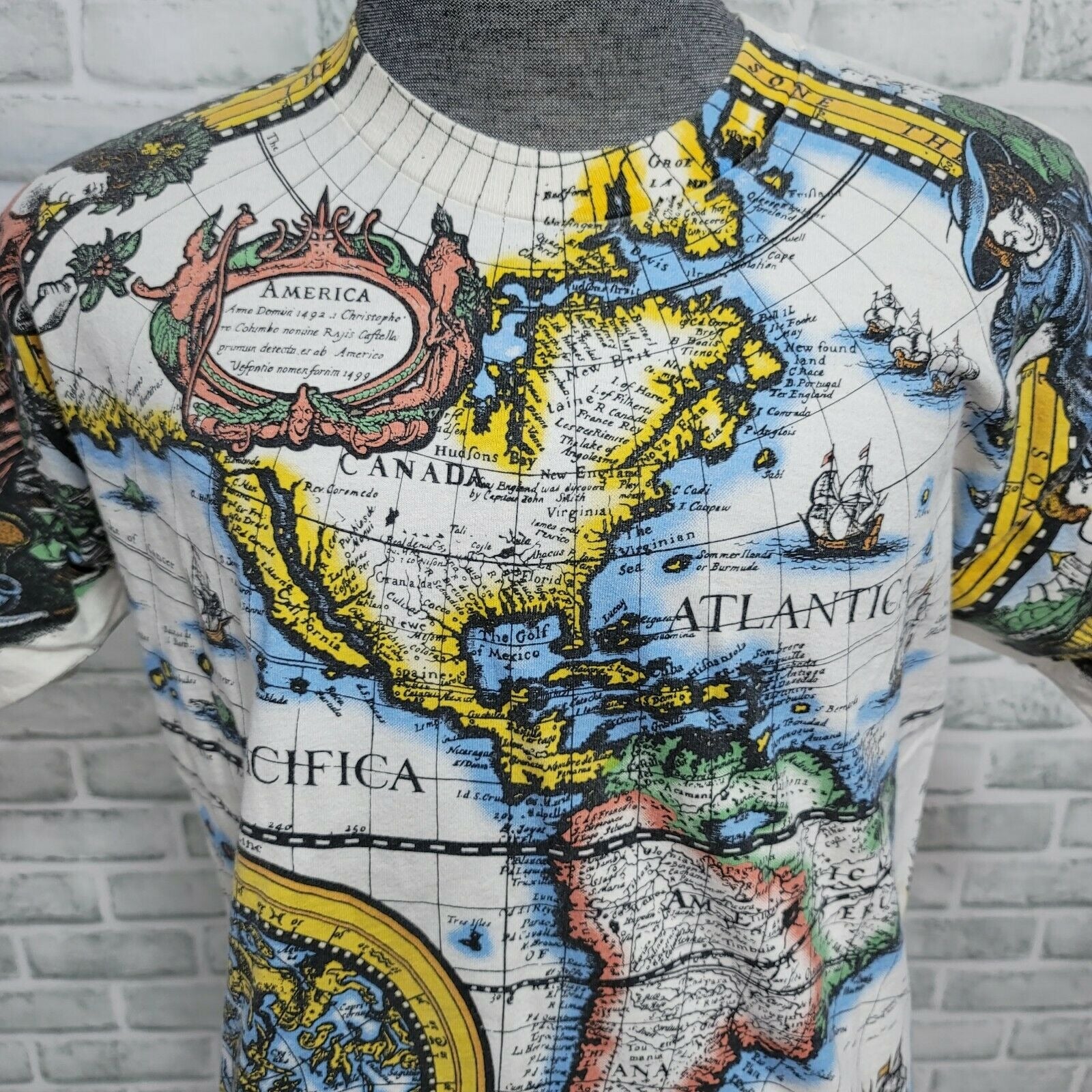 Vintage 90’s Old World Map Single Stitch T-Shirt by Fruit Of The Loom X  Liquid | Shop THRILLING