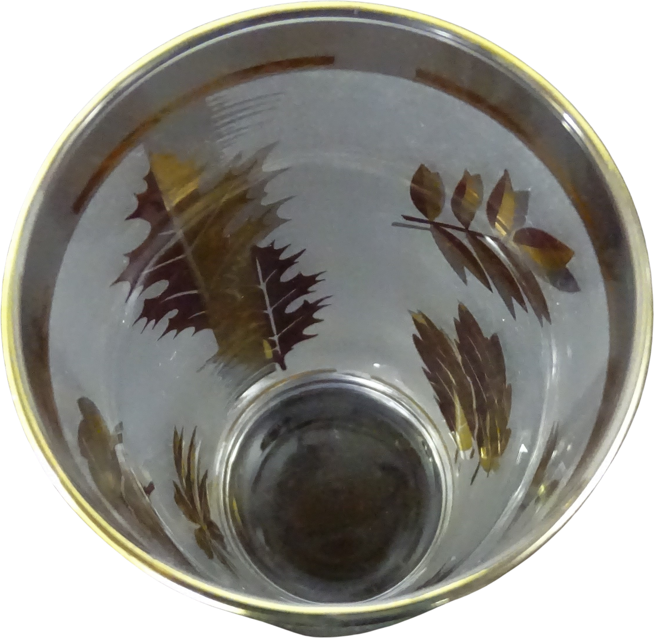 Vintage 60s Set Of 2 Gold Fall Leaf Drinking Glasses Leaves By