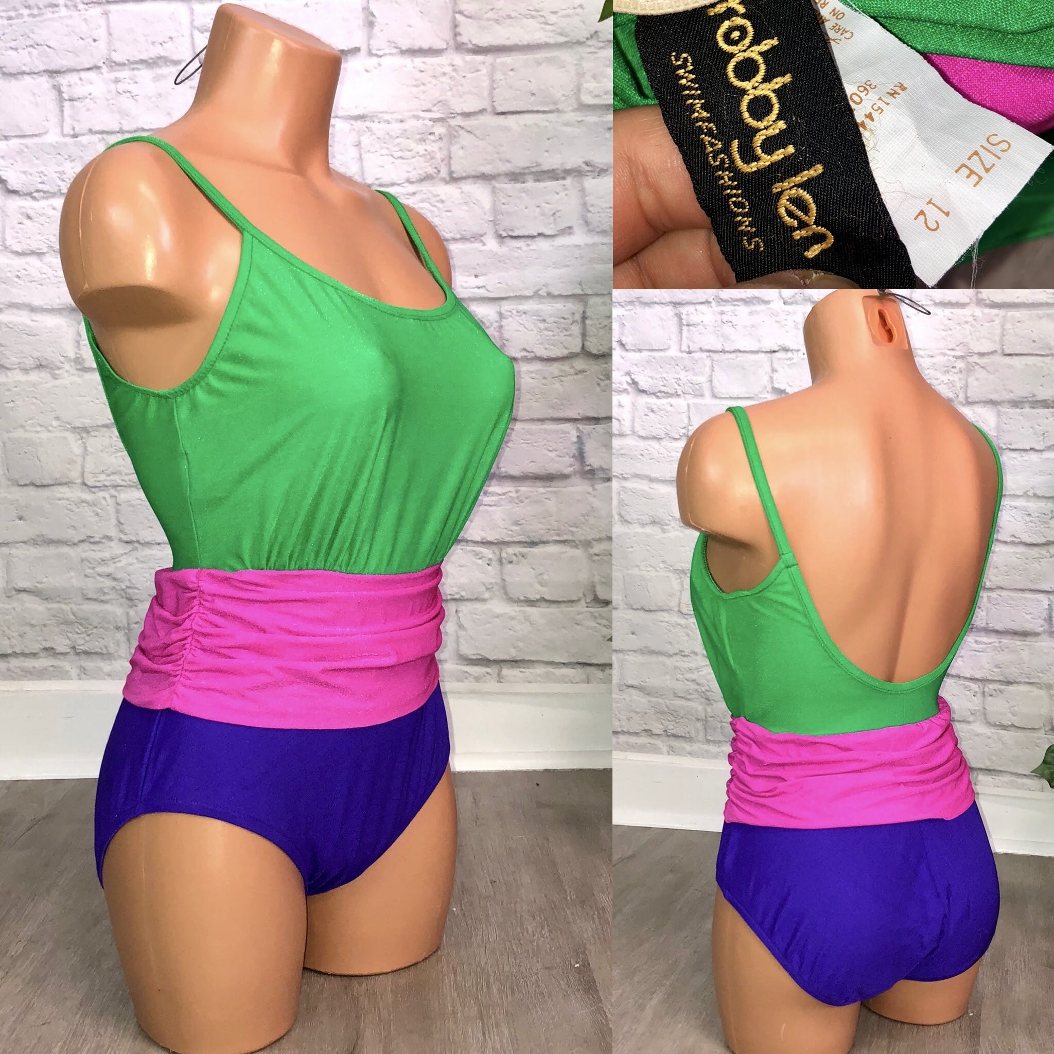 Vintage 80's Color Block Swimsuit by Robby Len