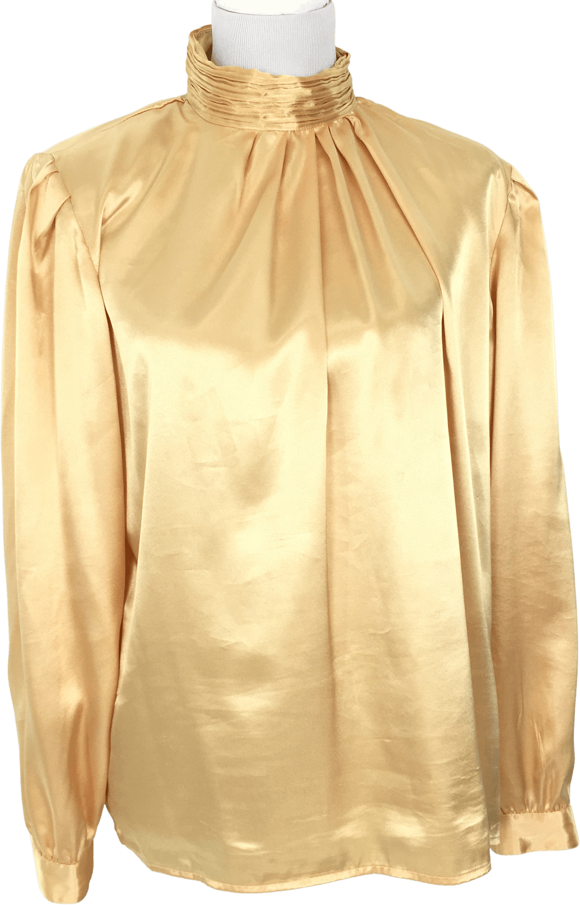 Vintage 80 s 90 s Satin Shirt Gold Color High Neck By Impressions Of vintage-80-s-90-s-satin-shirt-gold-color-high-neck-by-impressions-of