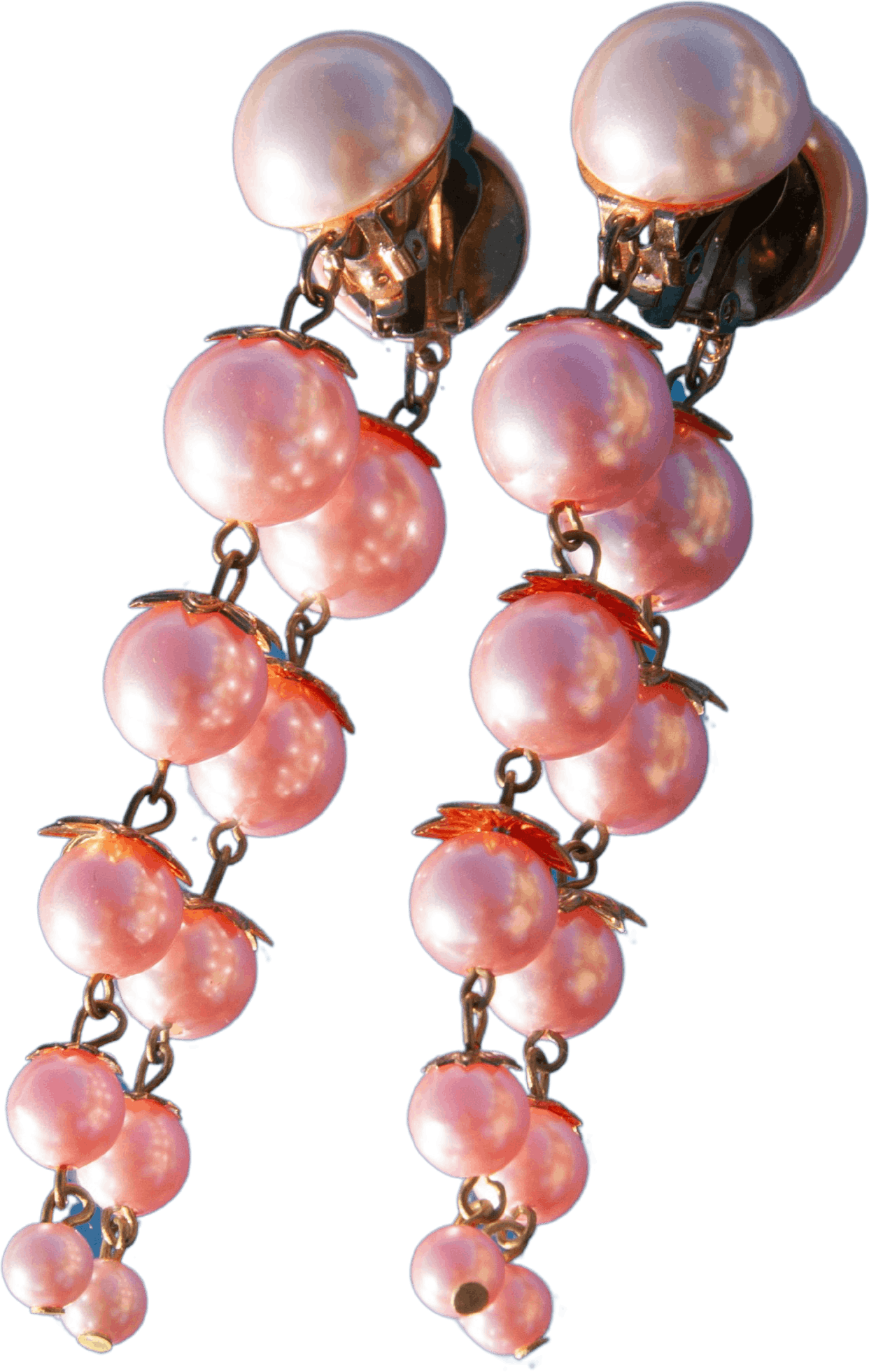 Vintage 50's Pink Faux Pearl Drop Earrings Shop THRILLING
