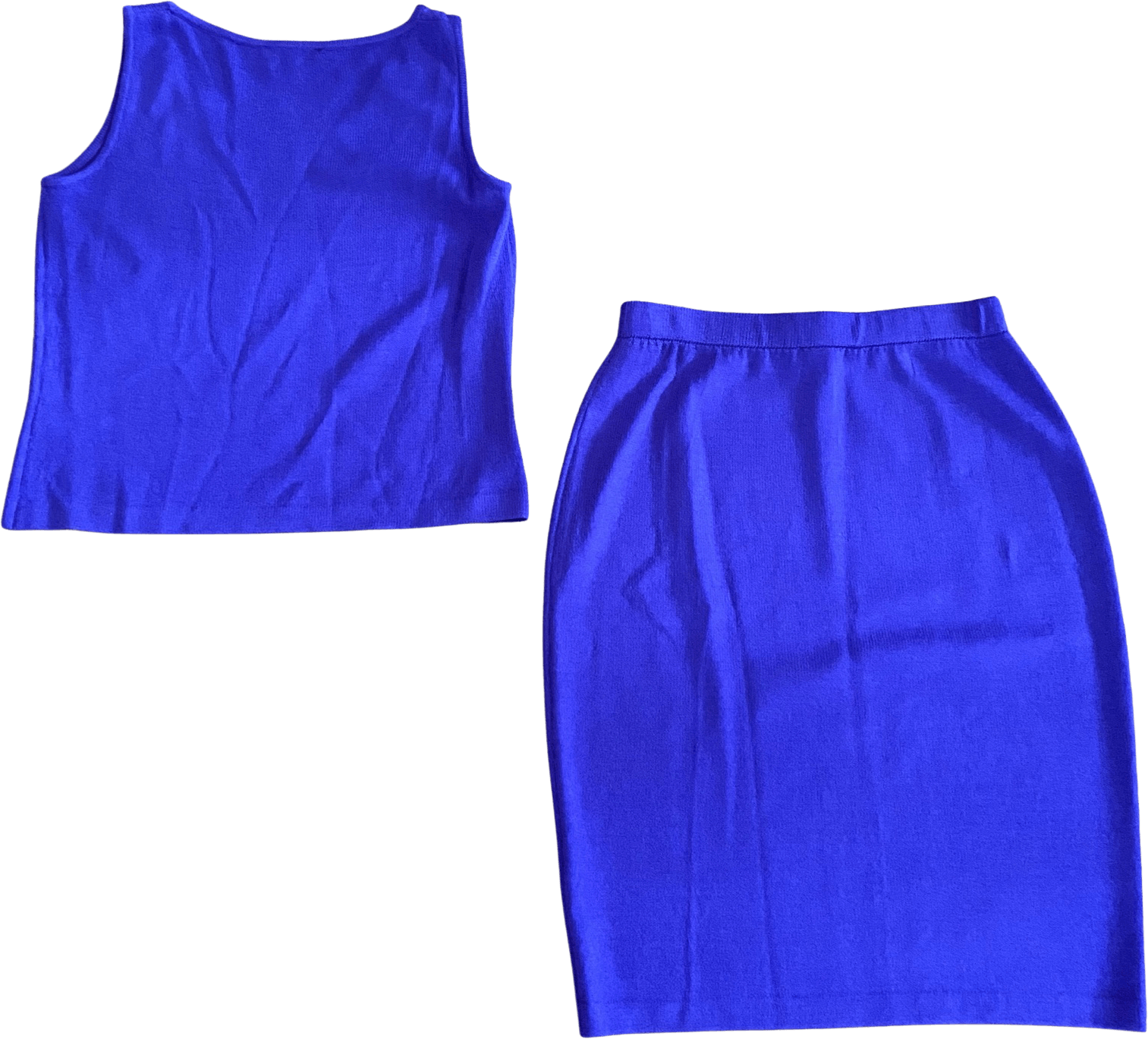 Vintage 90's Bright Purple Knit Tank and Skirt Set by St. John Shop