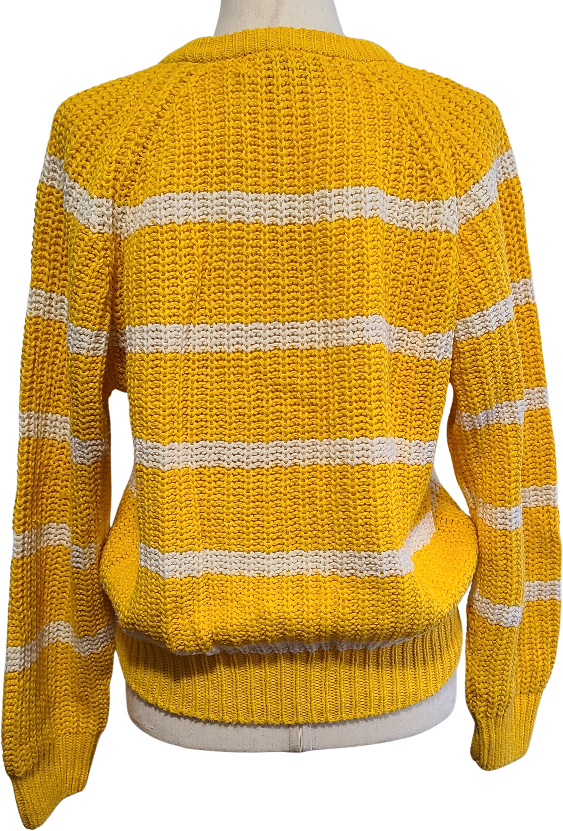 White and yellow striped sweater hot sale