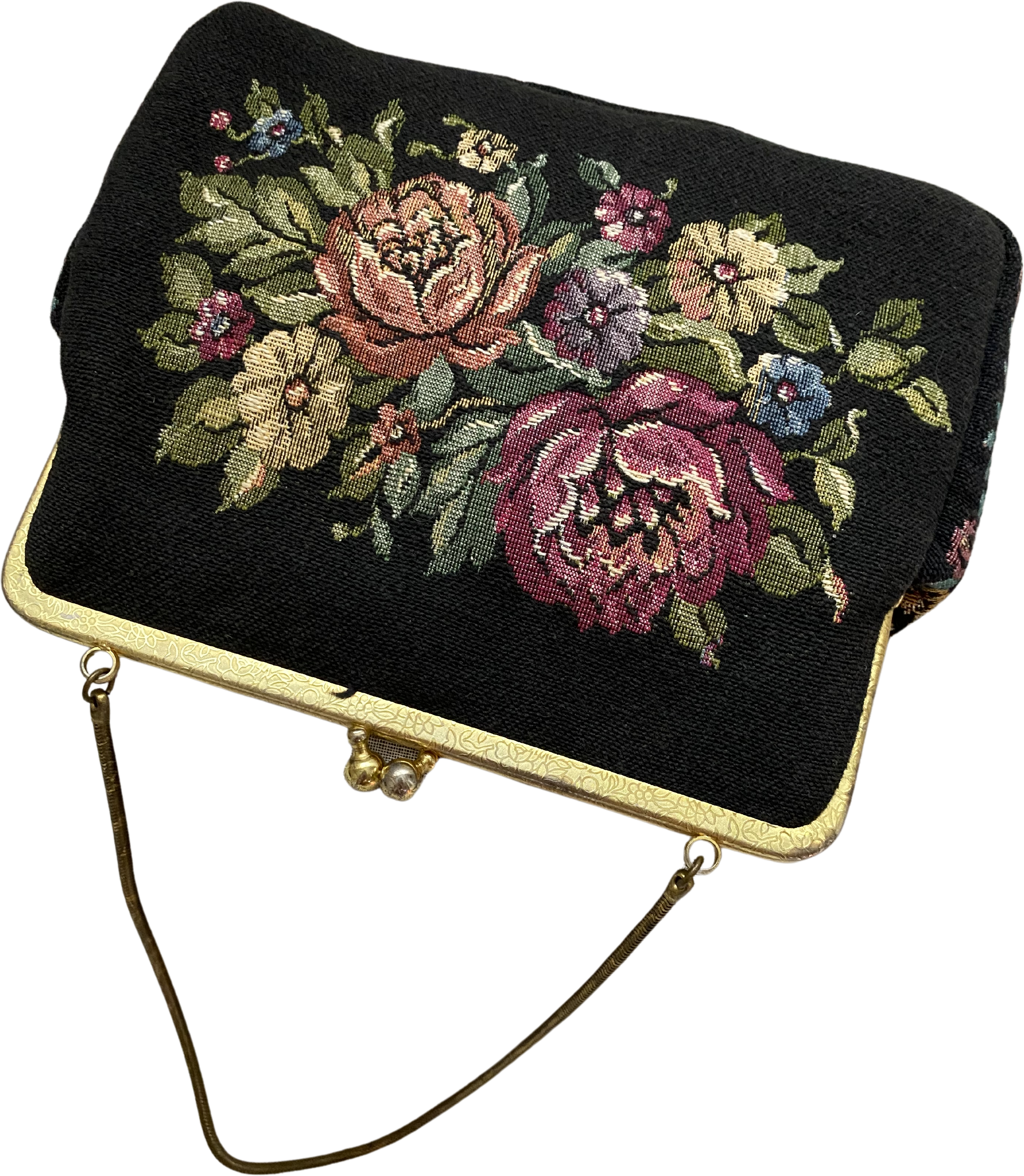 Vintage 1950's Tapestry Floral Evening Bag from West Germany