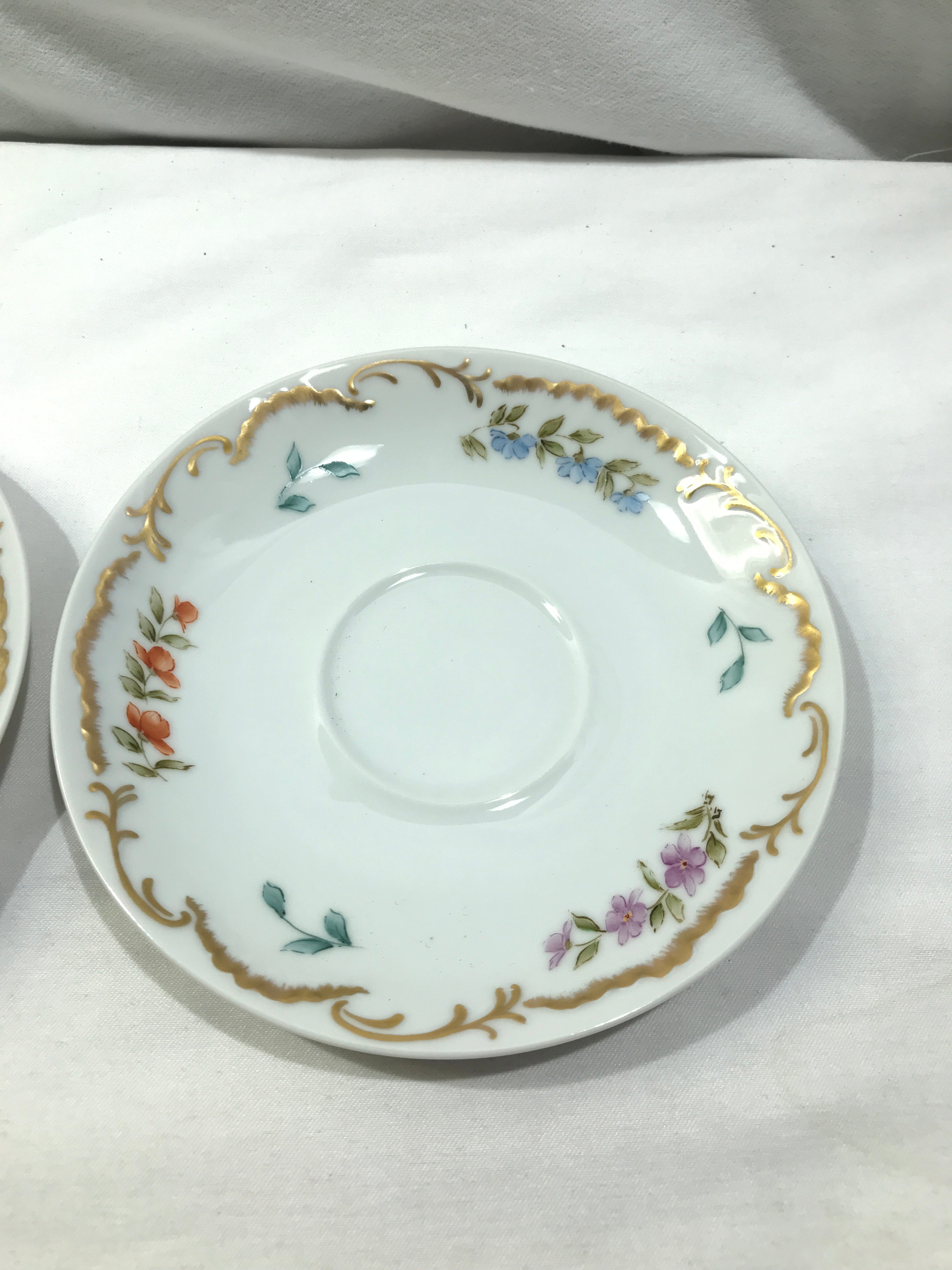 Vintage 60s Saucer Set Floral Design Gold Rim Set Of 2 | Shop THRILLING