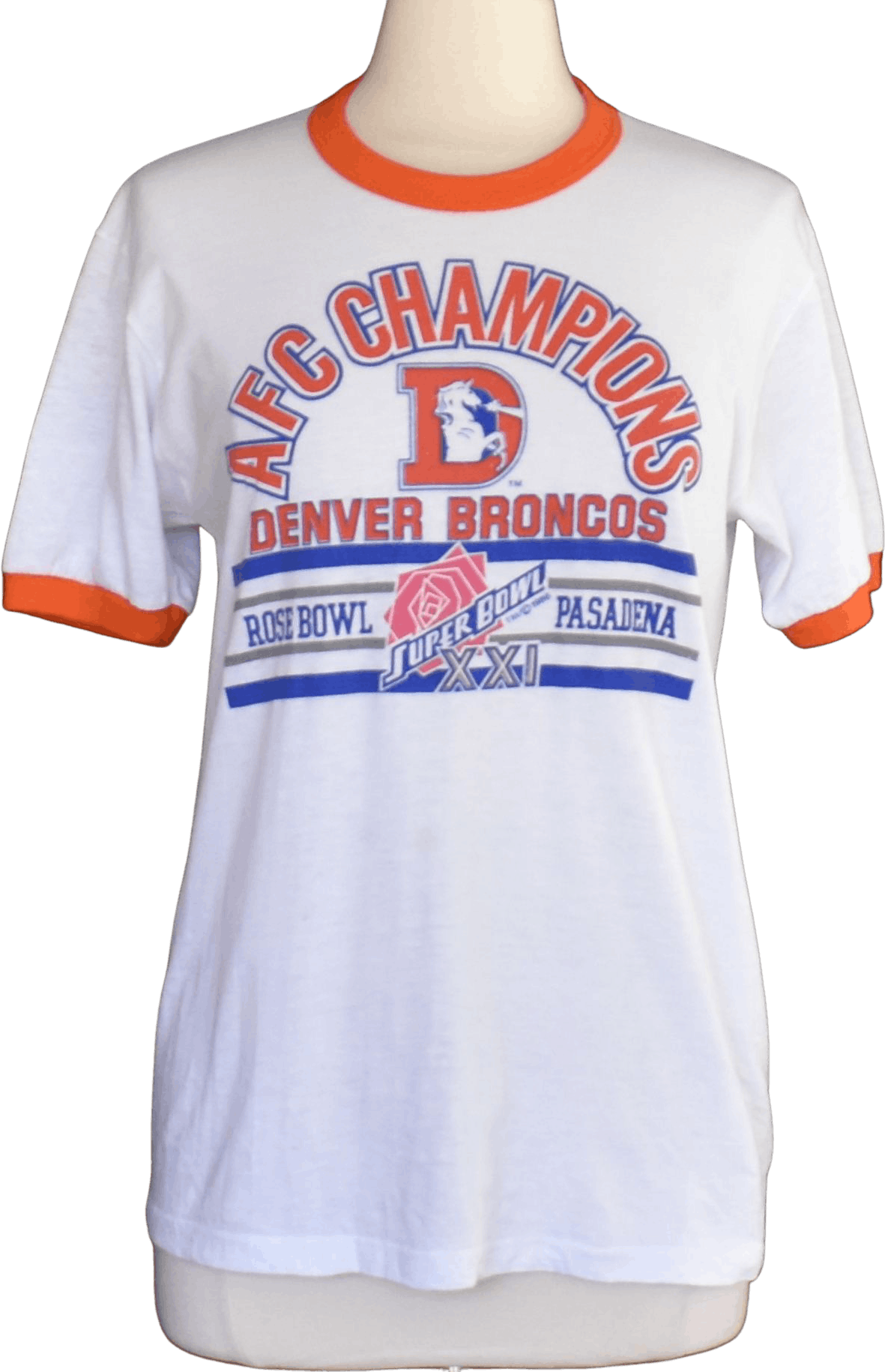 80s Denver Broncos Super Bowl XXI Rose Bowl t-shirt Medium - The