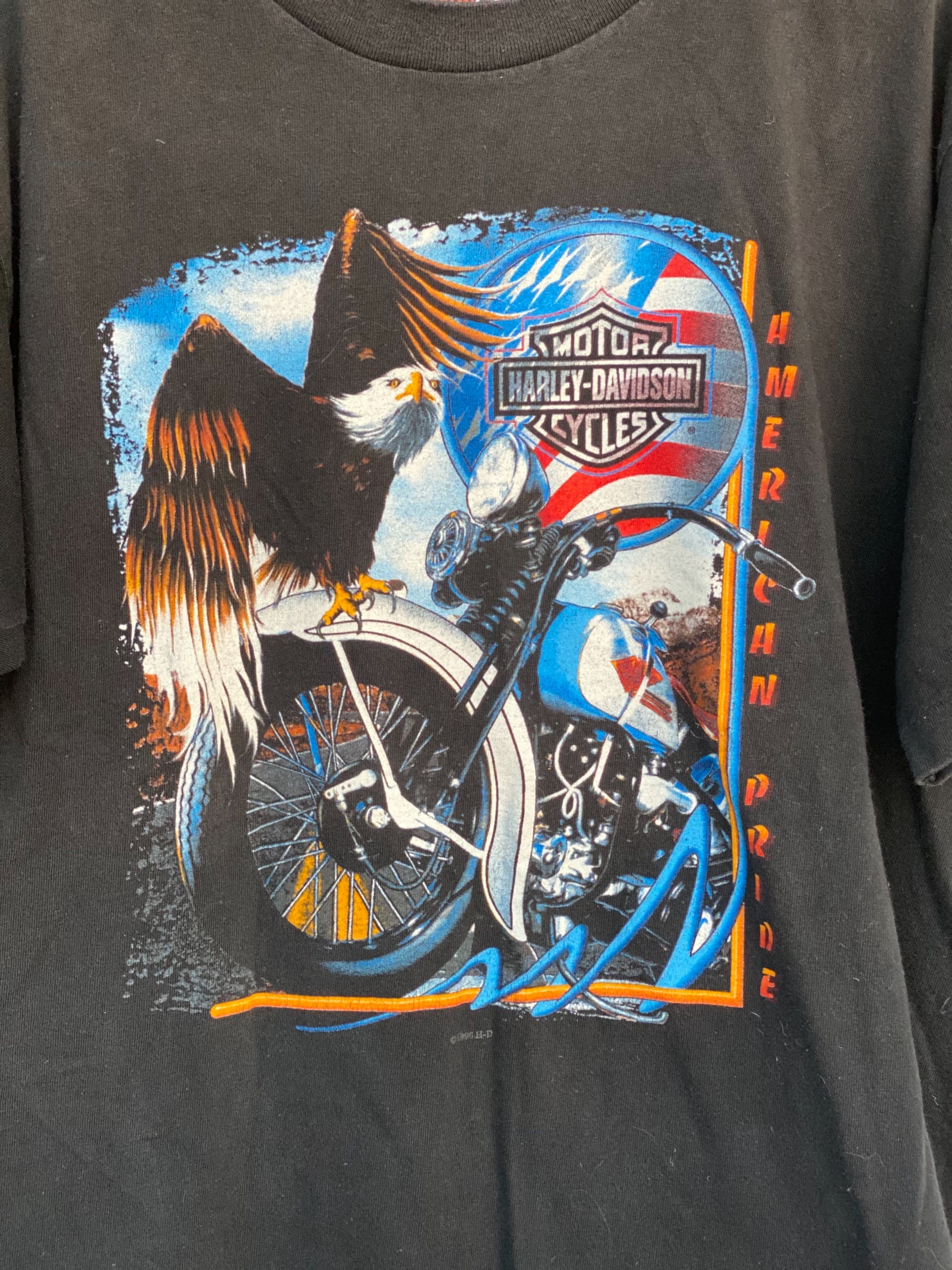 Vintage 90's Black Eagle Double Graphic T-Shirt by Harley Davidson | Shop  THRILLING