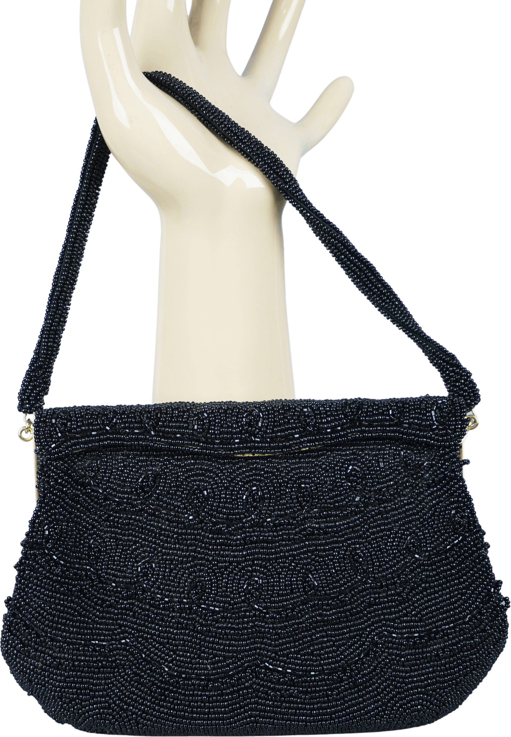 Mod 60s Walborg Navy Blue Lucite Beaded Purse Made in Hong Kong