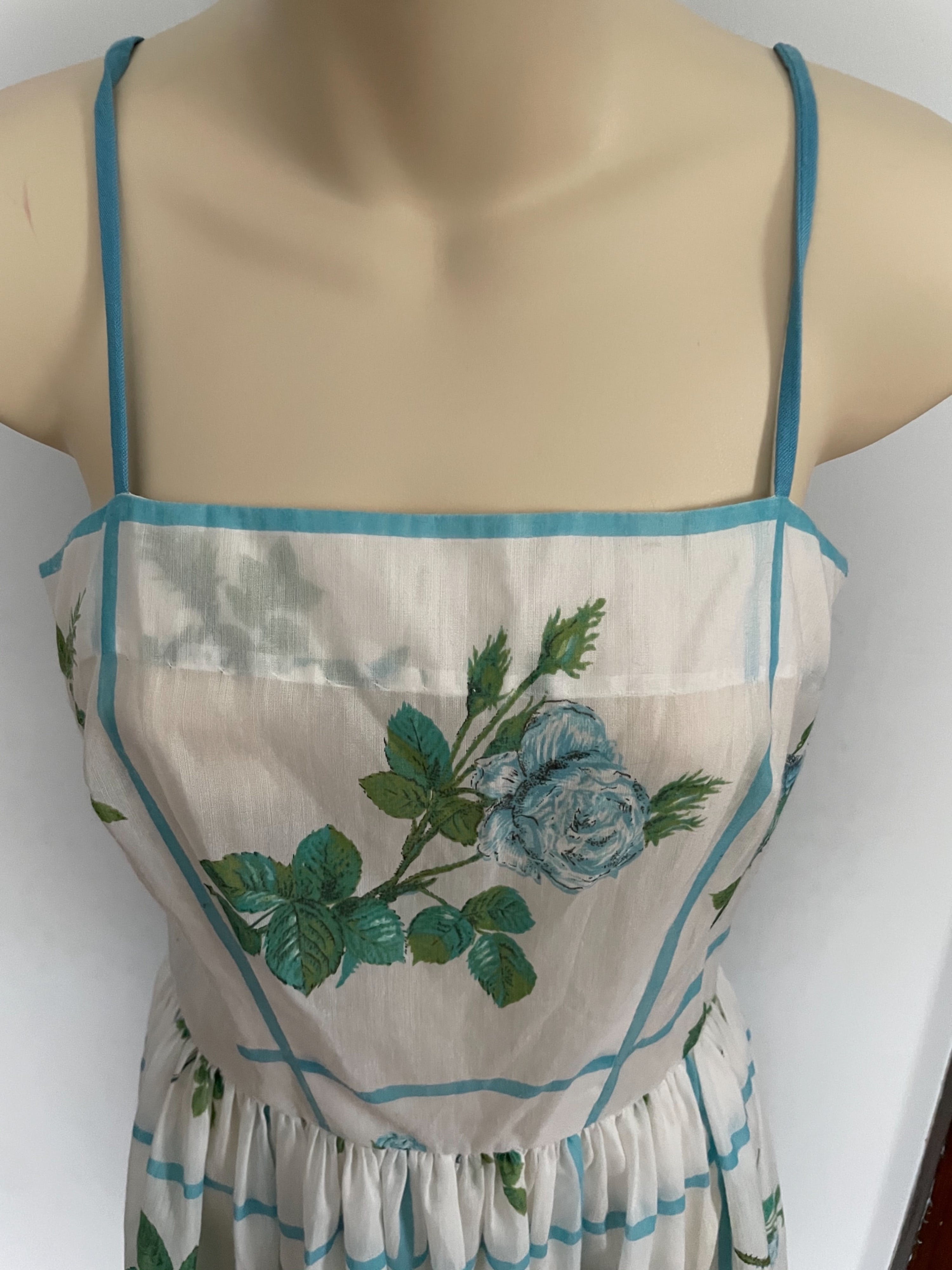 Vintage 50’s Blue Rose Print Sundress | Shop THRILLING