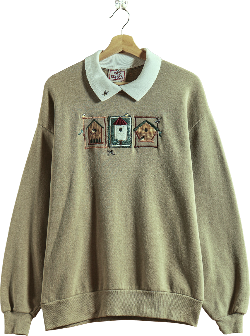 Vintage 90s Embroidered Double collar Sweatshirt By Top Stitch by Morning Sun Shop THRILLING