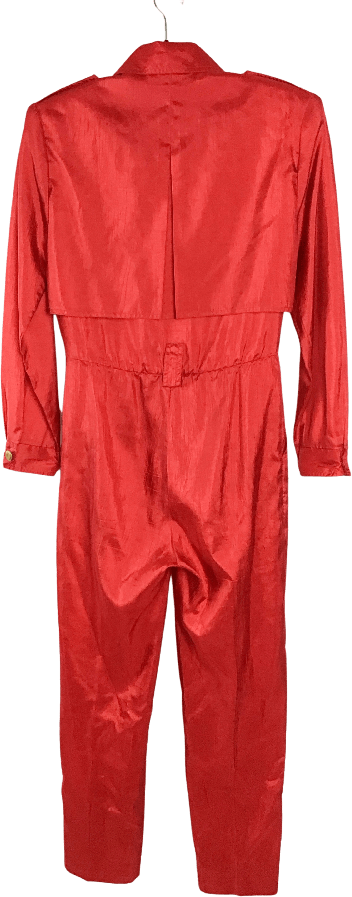 Vintage 80's Red One Piece Jumpsuit with Shoulder Pads by Joan Walters