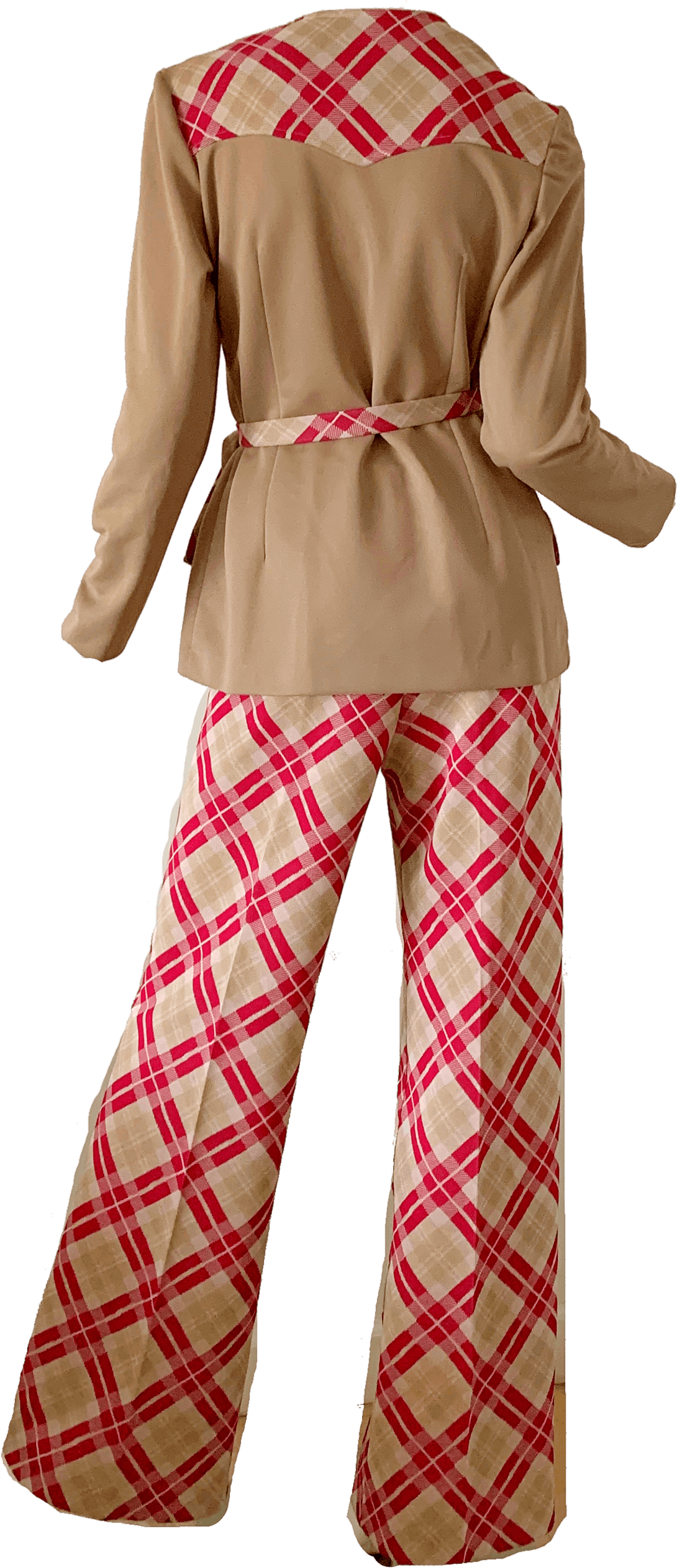 Vintage 70's Mod Plaid Bell Bottoms Pant Suit by Kitch Originals Shop