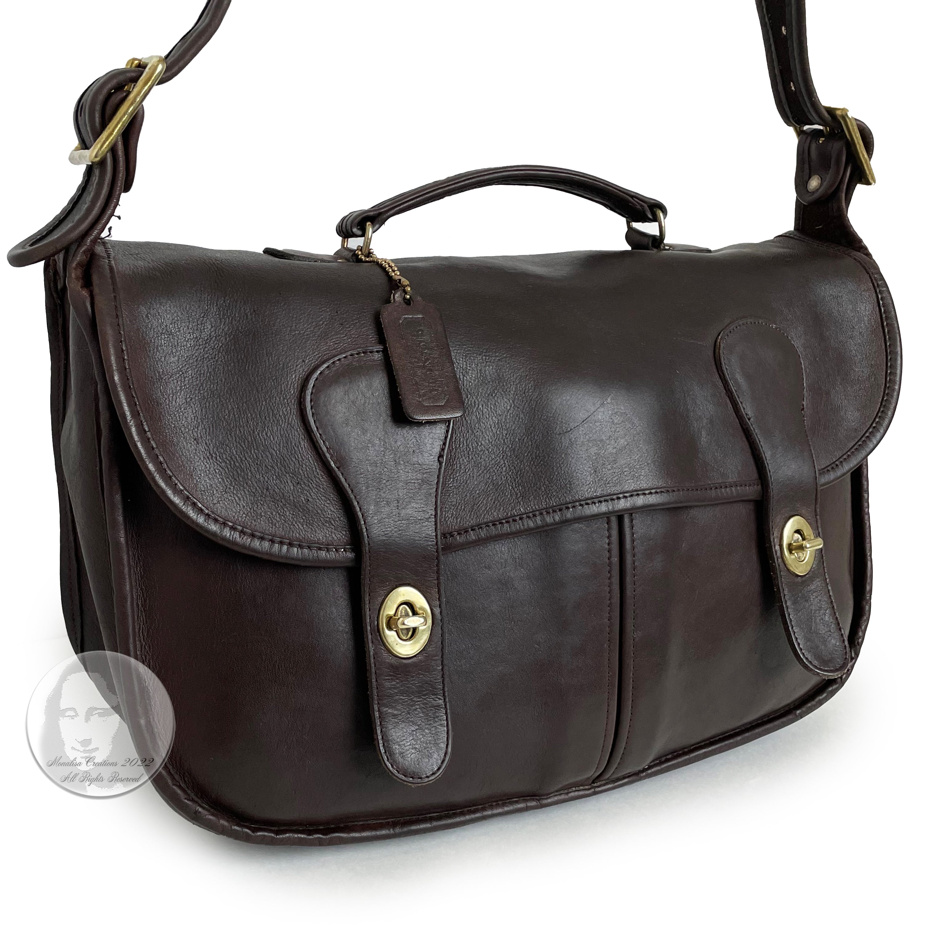 Vintage Coach Musette Carrier Bag Black Leather Messenger 