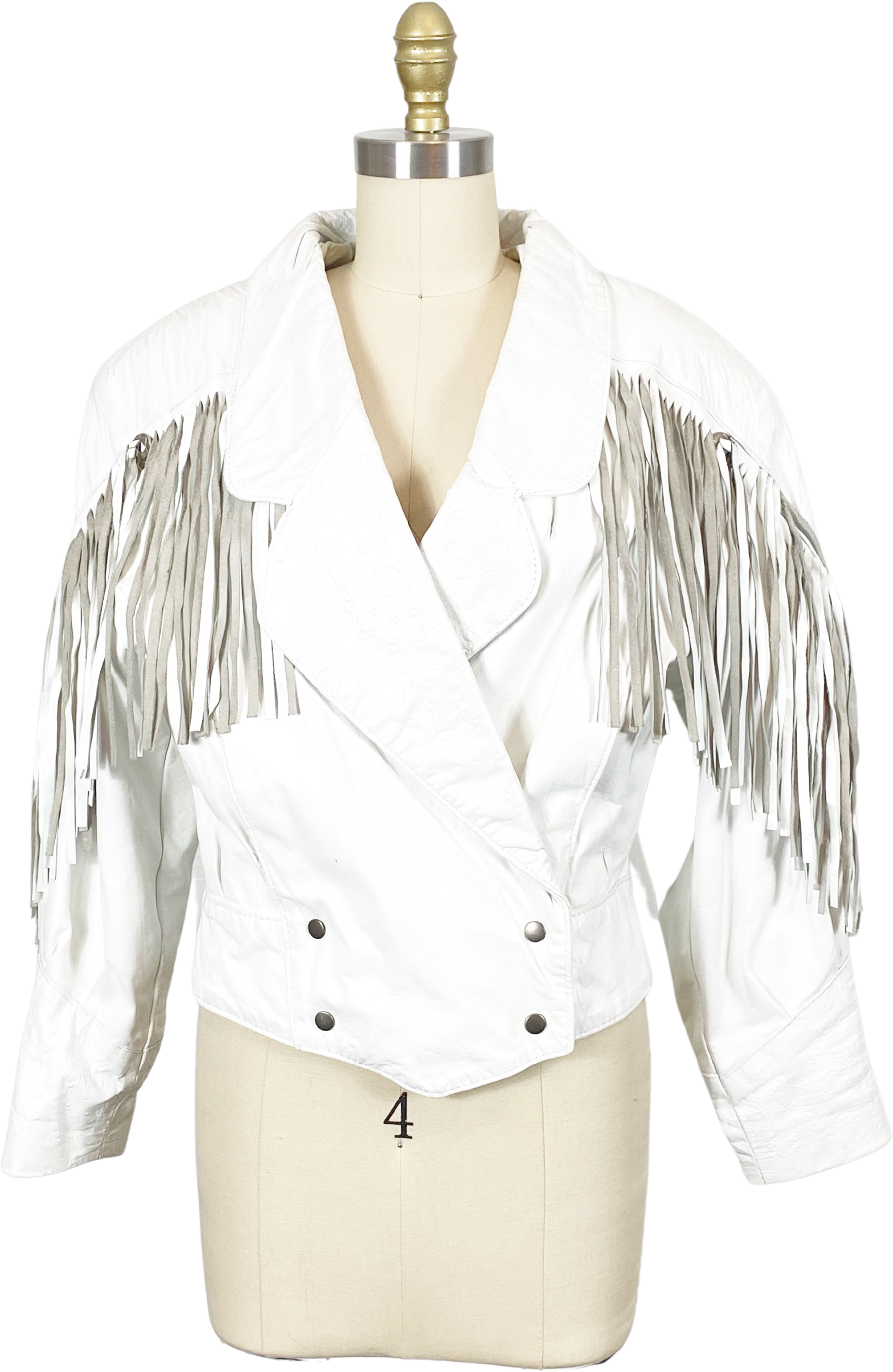 80s white leather fringe 2025 jacket