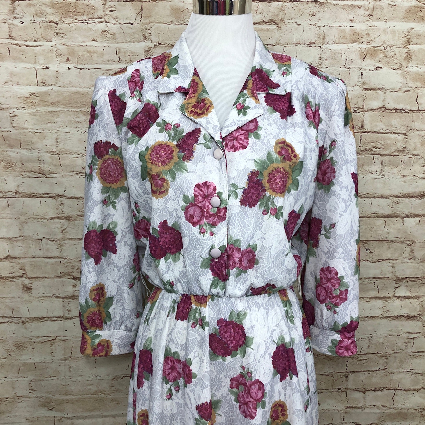 Vintage 80s Floral Church Easter Dress Midi By California Looks