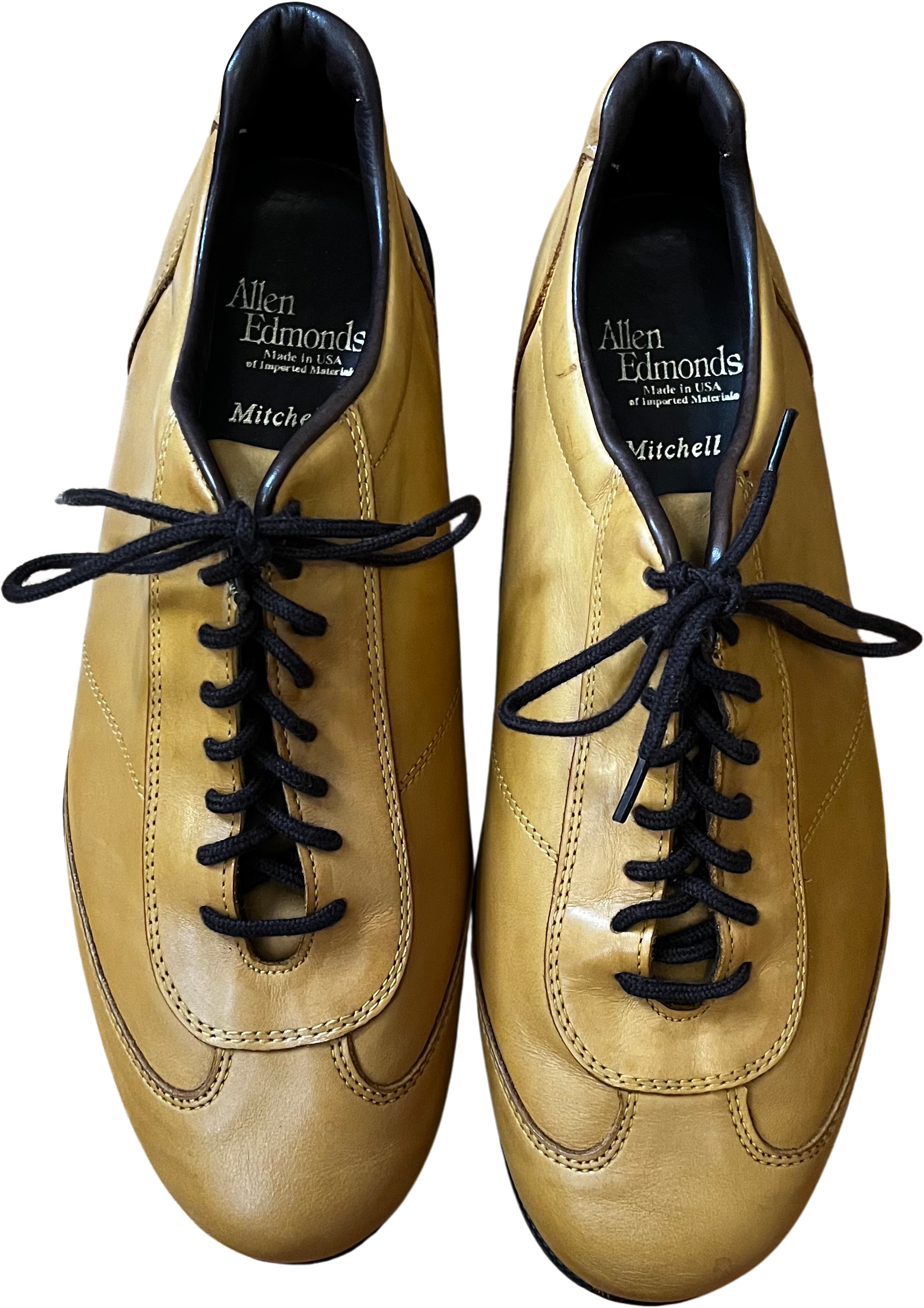 80s/90s Mustard Yellow Leather Sneakers By Allen Edmonds