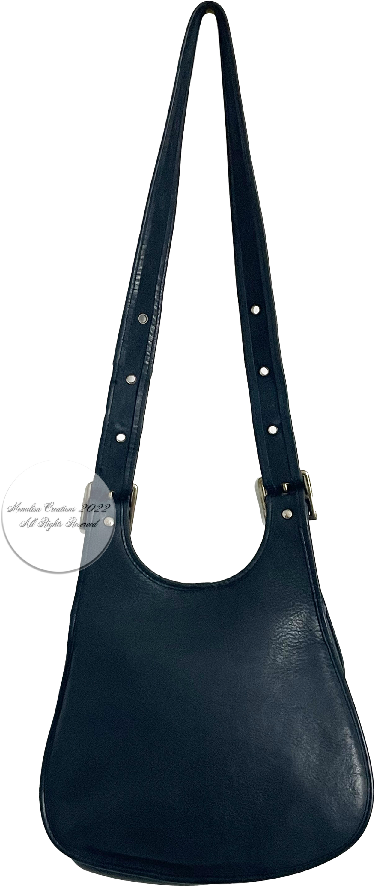 Vintage 60s 60s Crescent Bag Navy Blue Leather Shoulder Bag Vintage 60s 60s Crescent Bag Navy Blue Leather Shoulder Bag