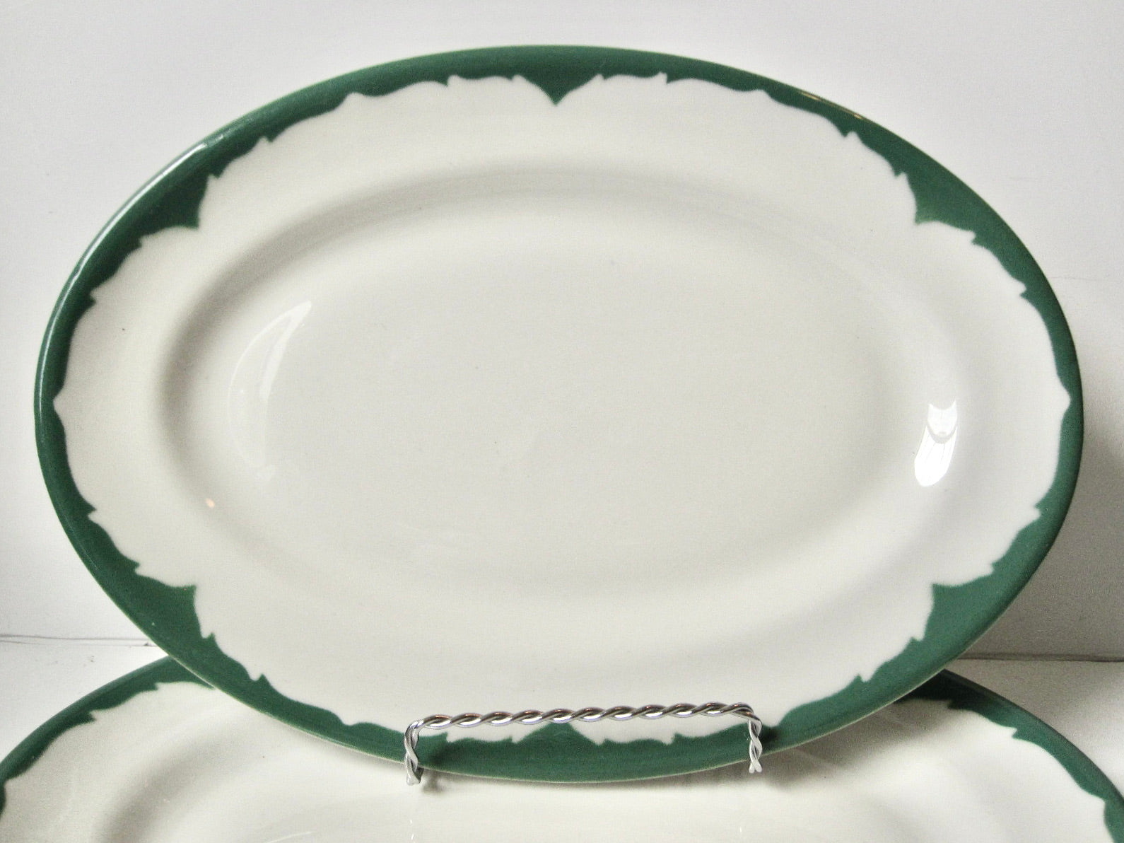 Vintage 60s/70s 2 Platters Restaurant Ware Everglade Green Wave By