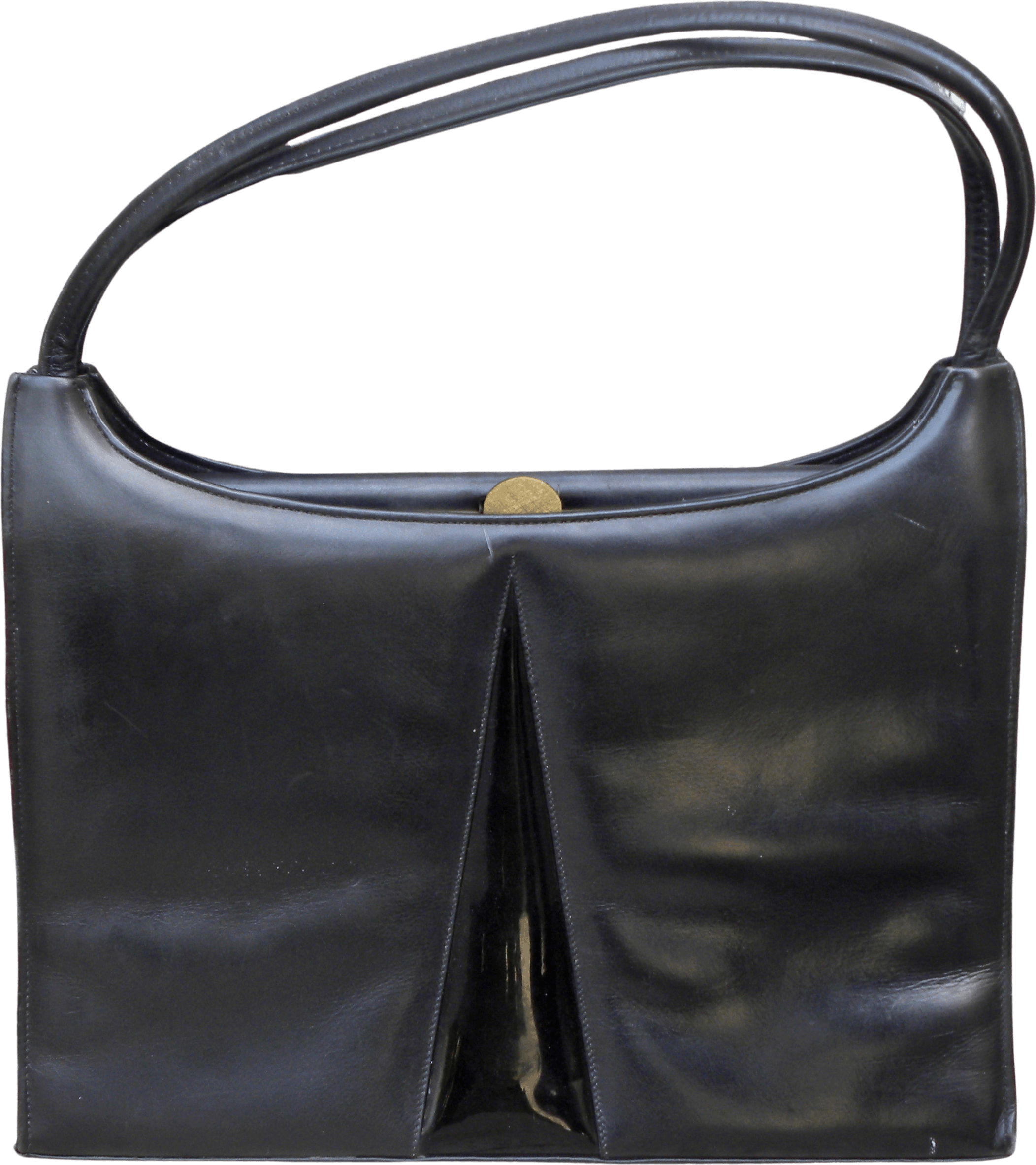 Vintage 50's/60's Black Matte and Patent Leather Kelly Style Frame Bag by Sydn Shop THRILLING