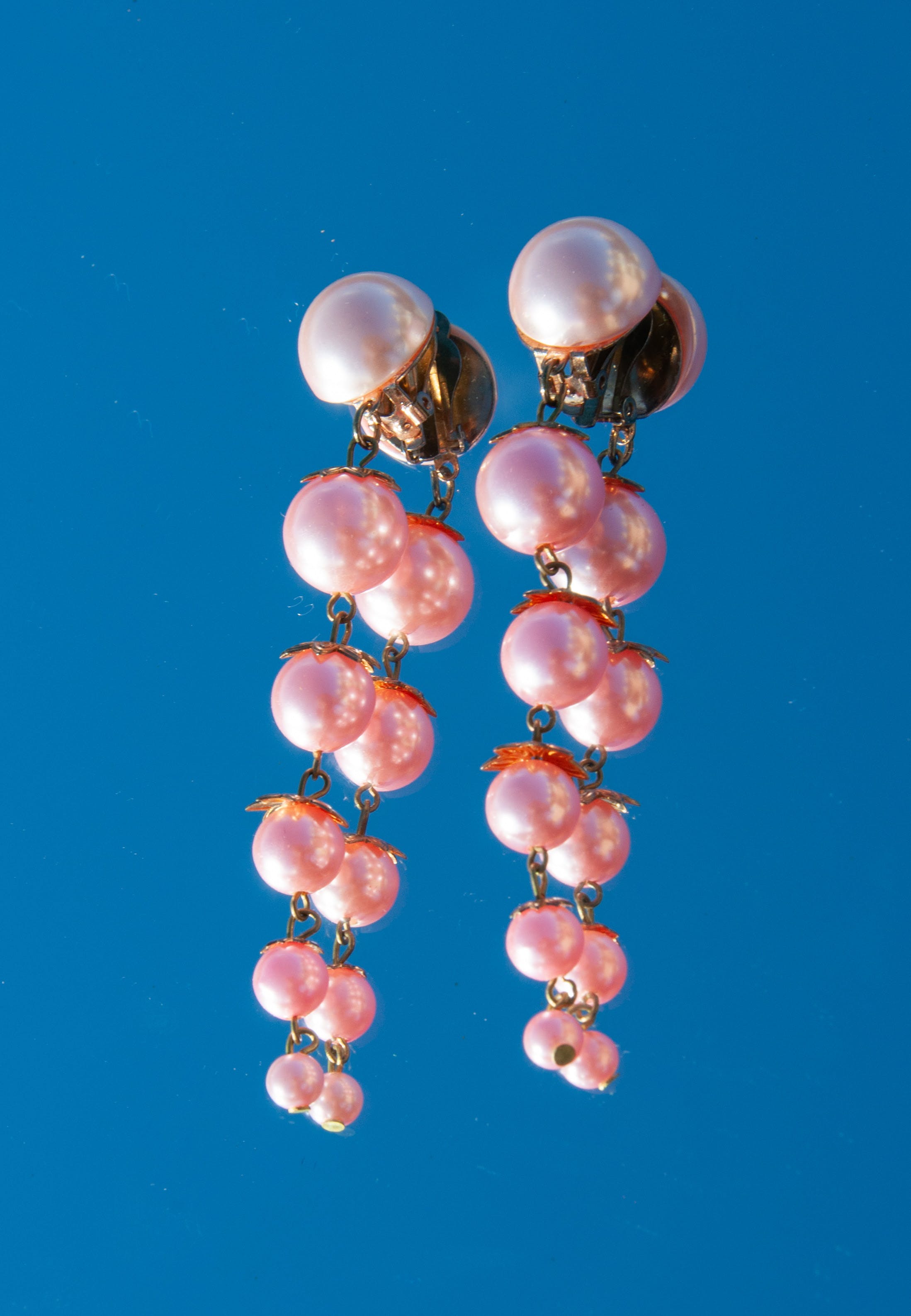 Vintage 50's Pink Faux Pearl Drop Earrings Shop THRILLING