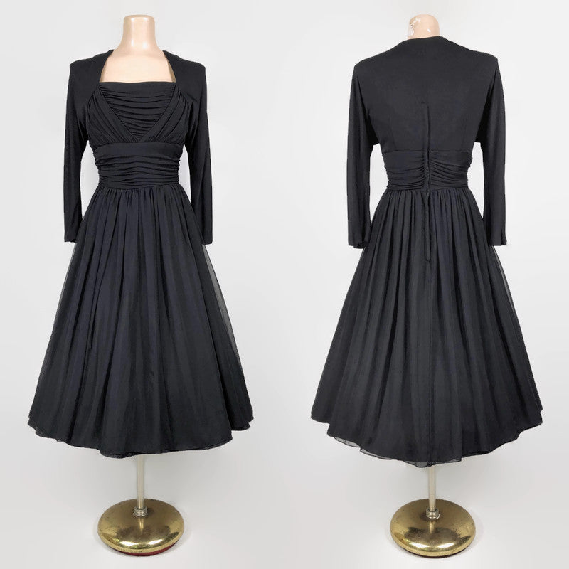 1950s Draped Silk Chiffon Cocktail Dress main image 0