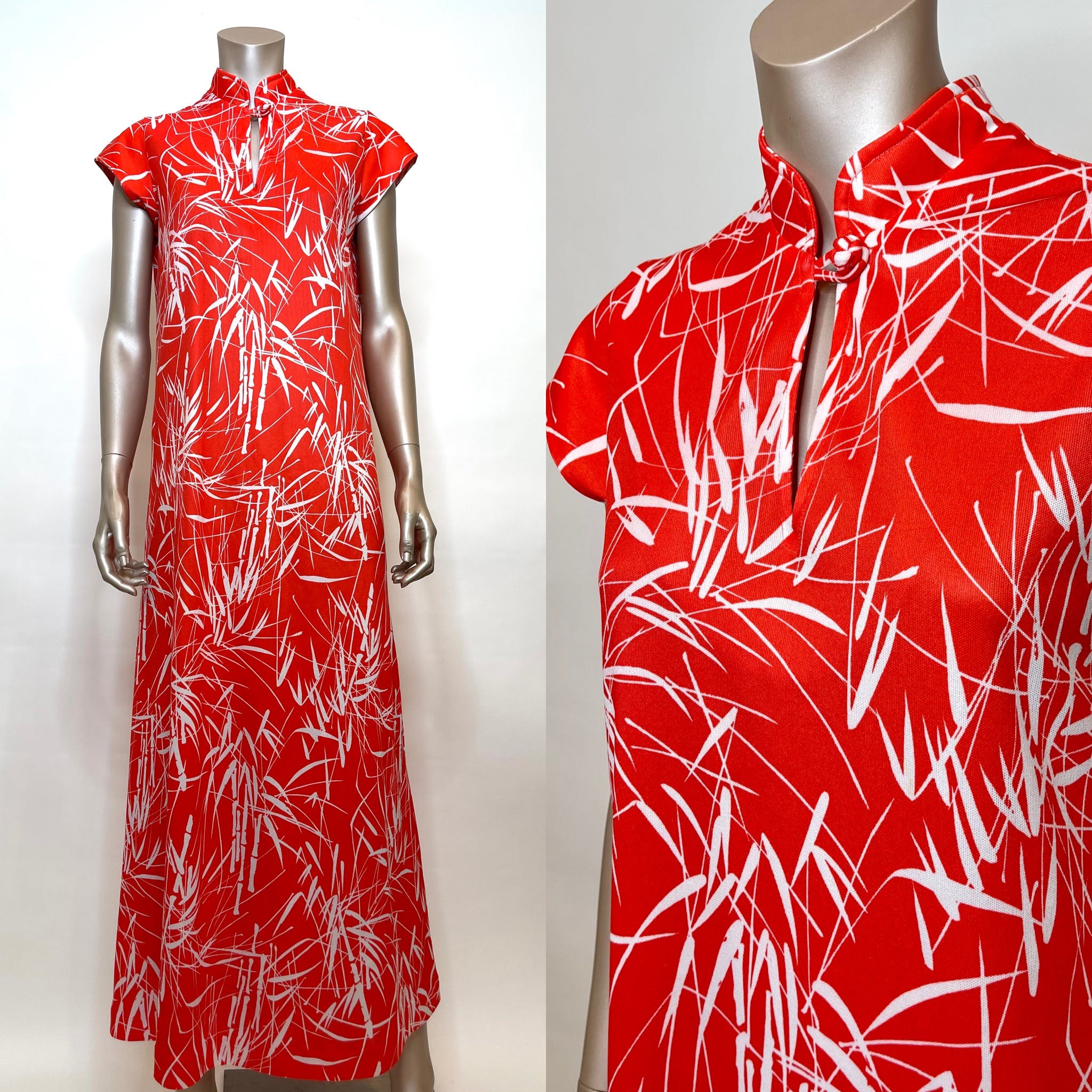 Insane Red Cotton 70s Summers Day Dream Dress