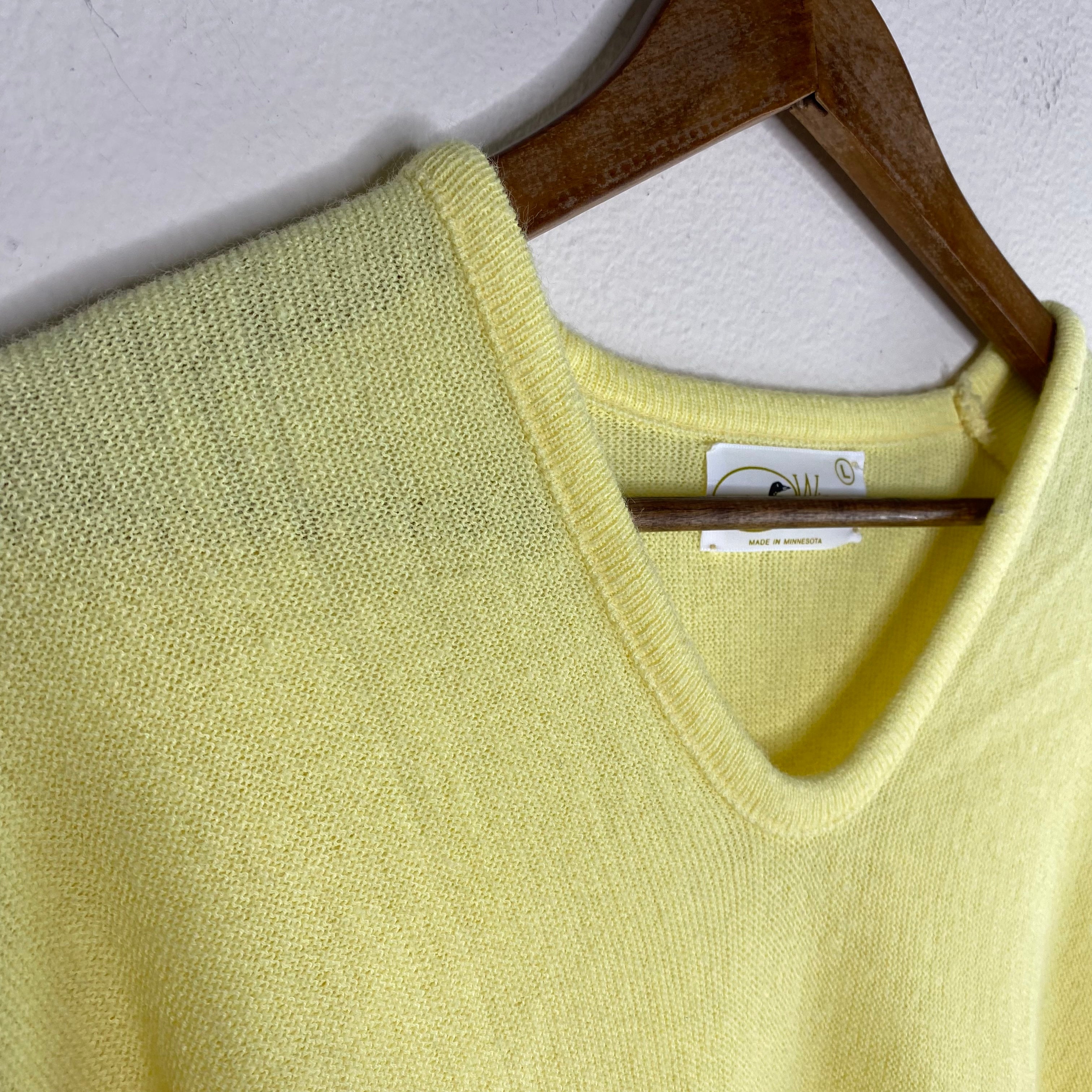 Vintage 80s Yellow Vneck Gauze Knit Layering Sweater By Winona Knits