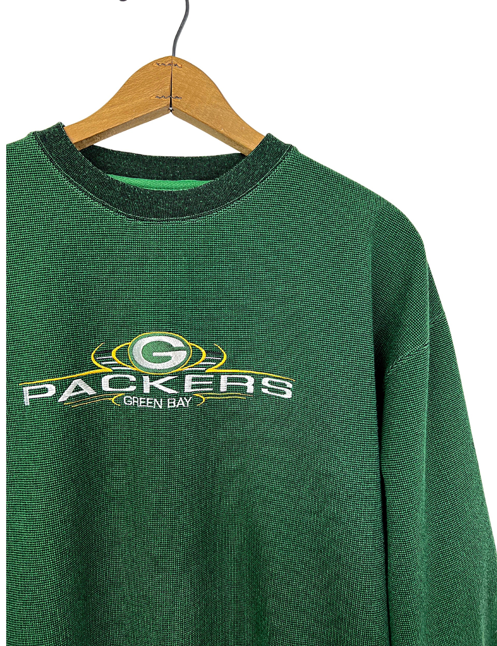 VINTAGE Green Bay Packers Sweatshirt Men Large Green Crew Neck Sweater 80s  90s