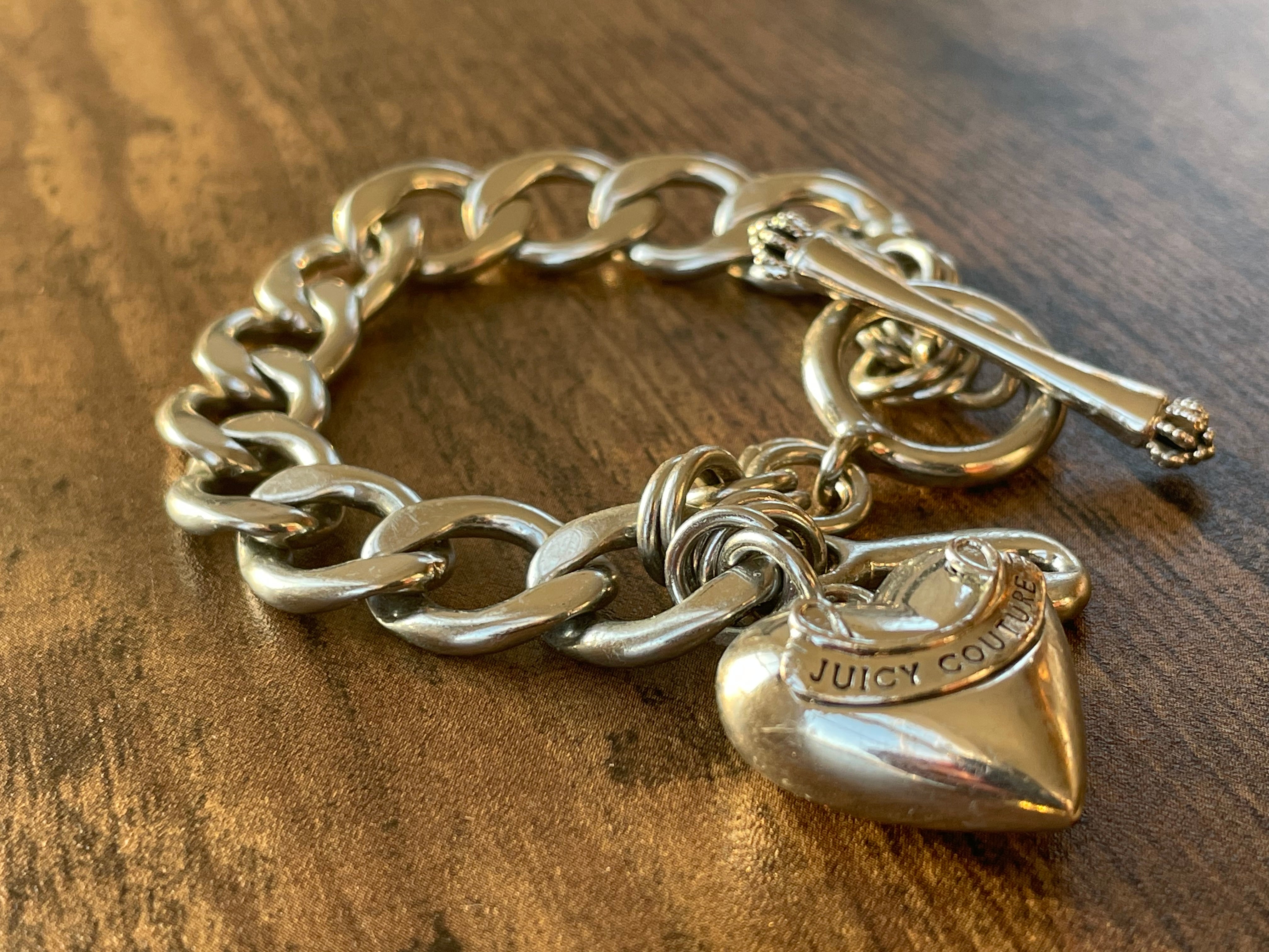 Vintage 00s Sterling Bracelet With Toggle Clasp And Puff Heart By Juicy  Coutur | Shop THRILLING